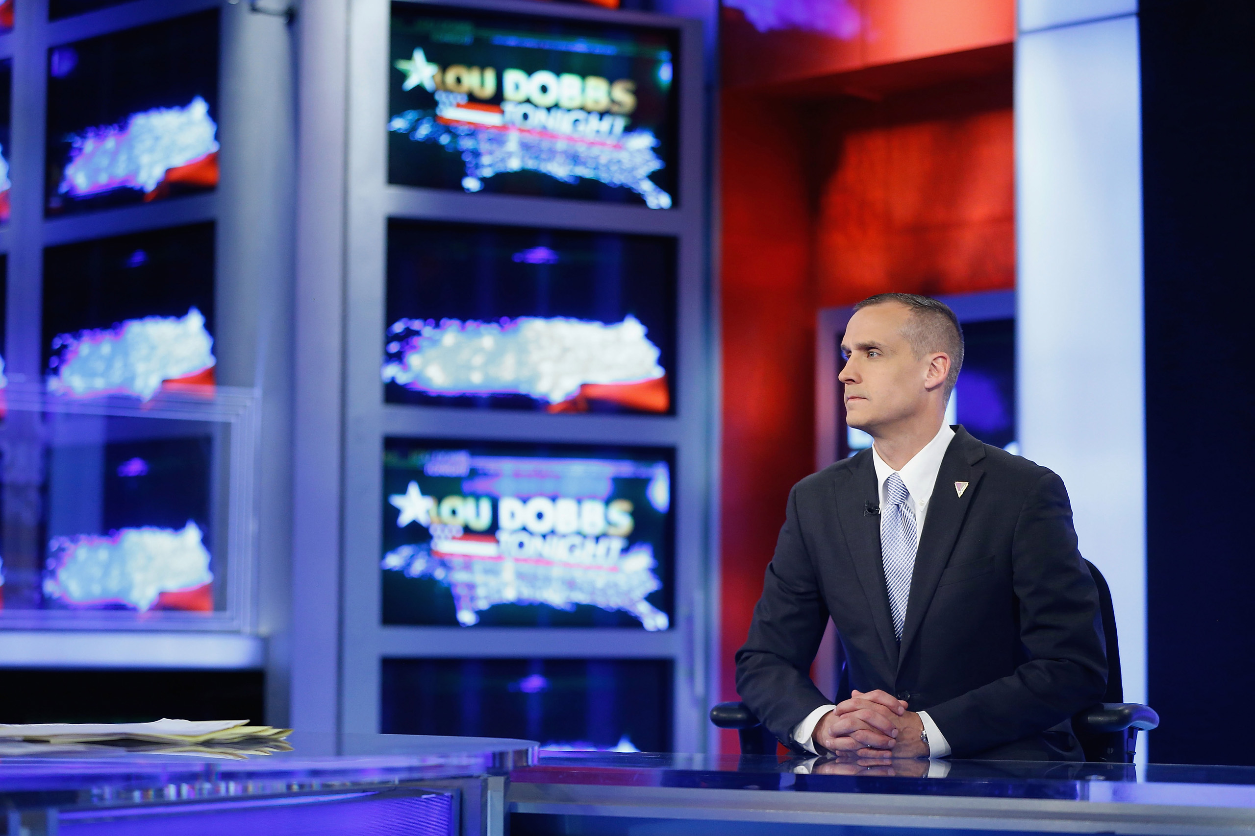 Trump's former campaign manager Corey Lewandowski visits Fox Business Network with Lou Dobbs at FOX Studios in New York City on May 10, 2016.