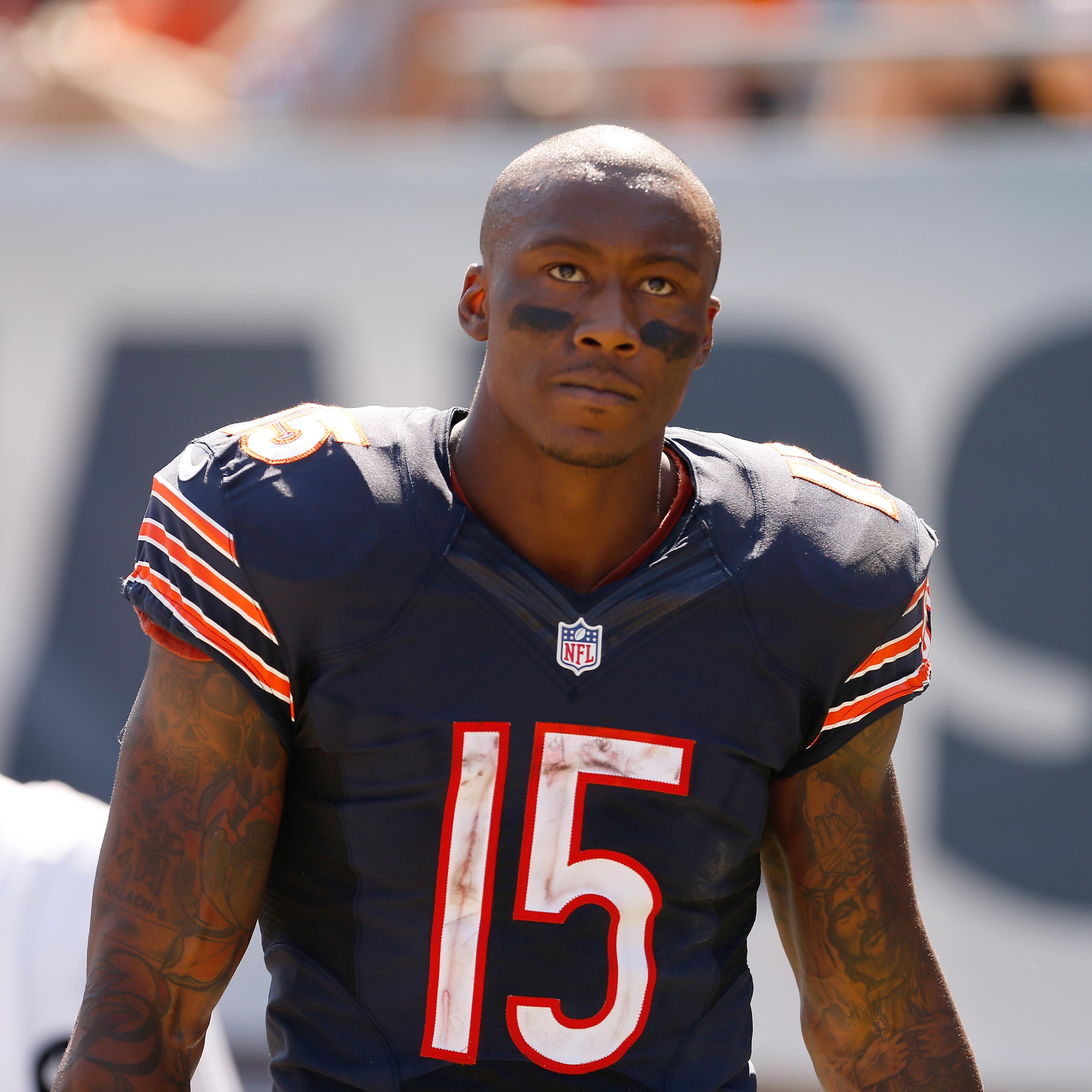 Chicago Bears wide receiver Brandon Marshall looks on from the sidelines during a game against the Buffalo Bills in Chicago on Sept. 7, 2014.