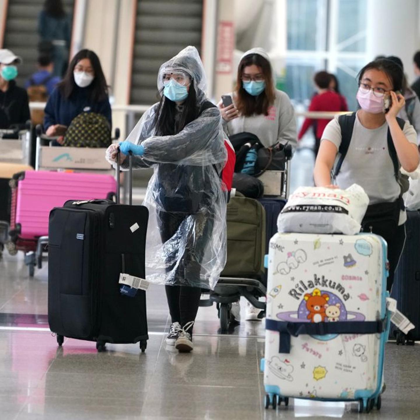 All the people arrive Hong Kong airport from abroad have to be subject to quarantine inspection during the outbreak of novel coronavirus pneumonia in Hong Kong,China on 18th March, 2020