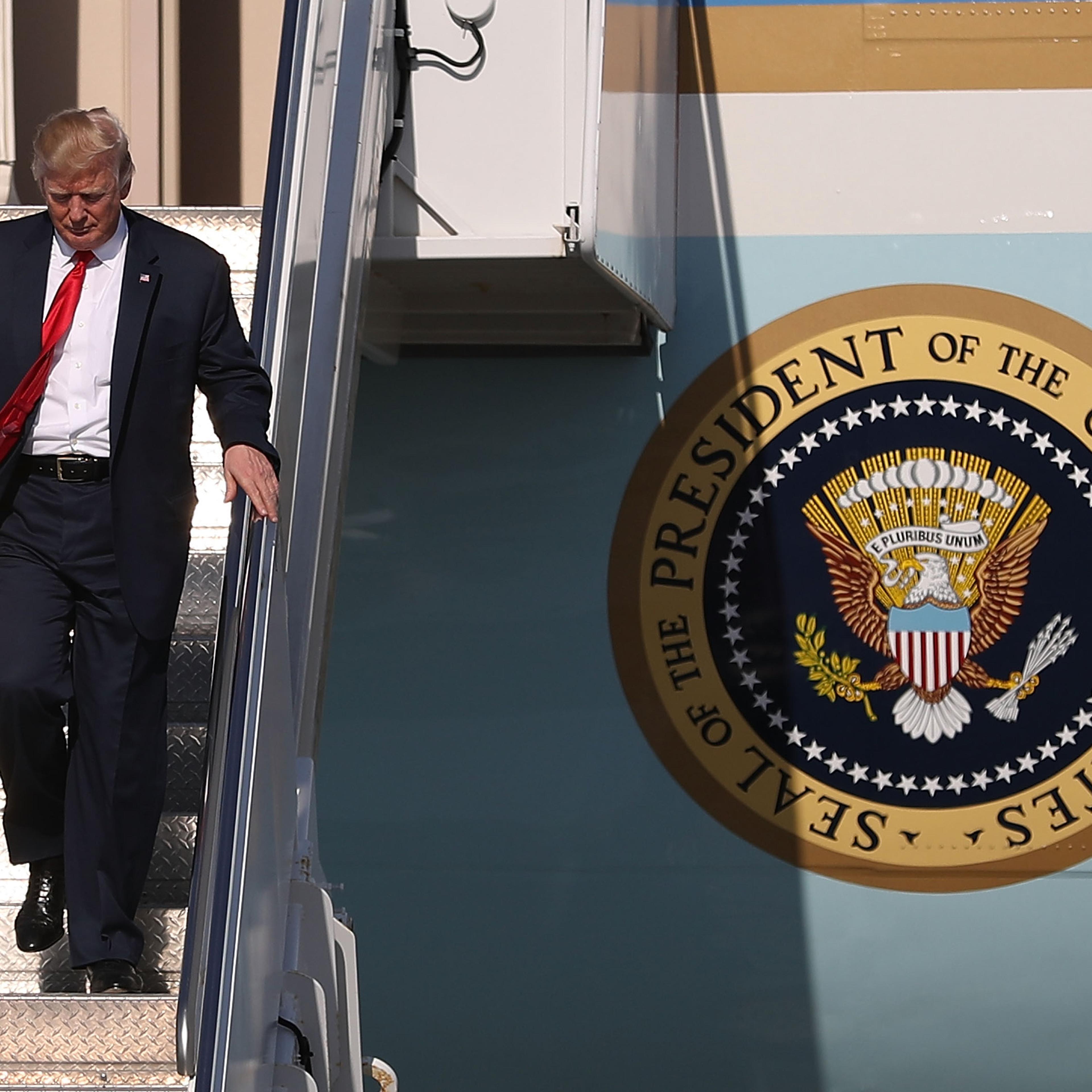 Donald Trump Arrives In West Palm Beach For Presidents Day Weekend