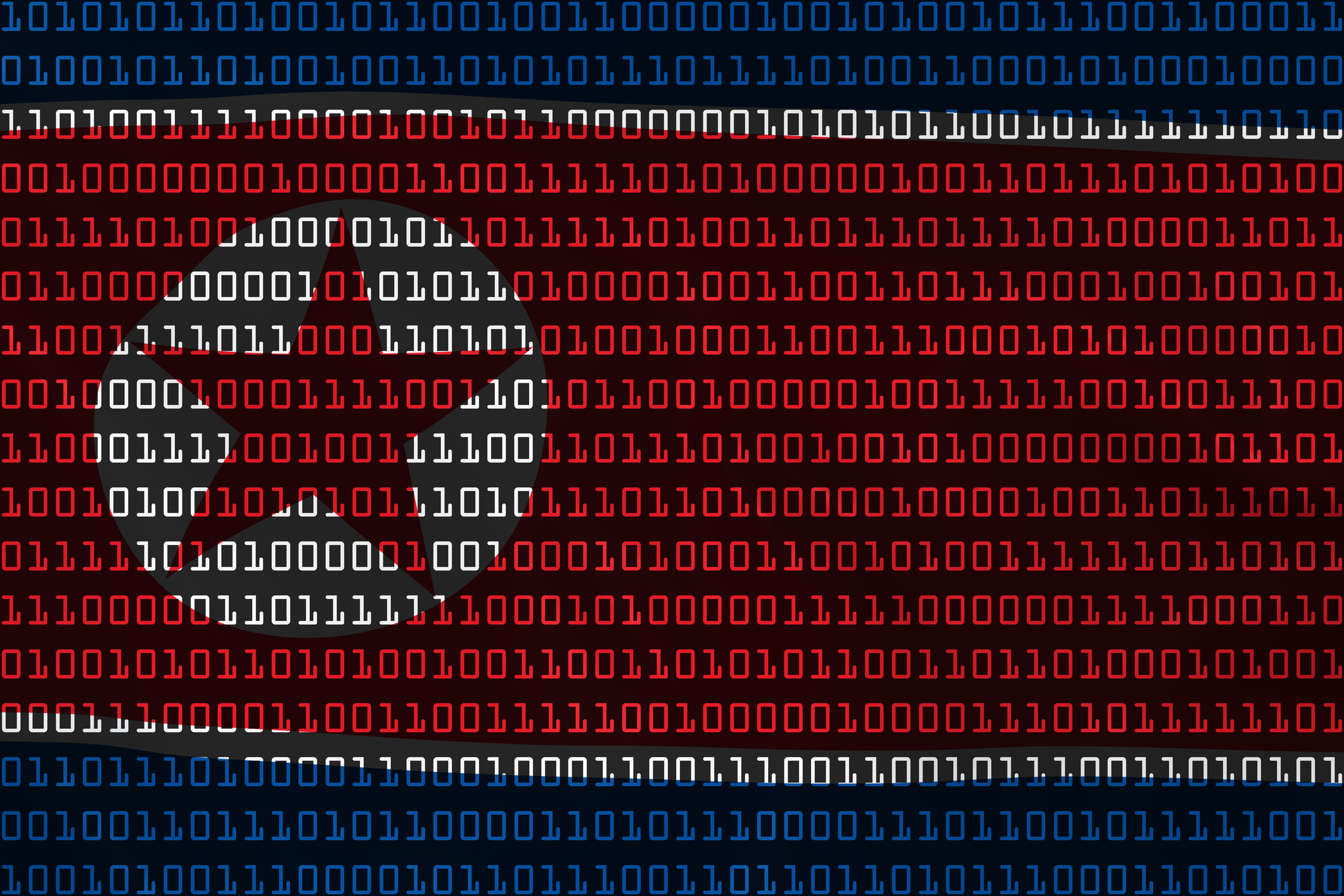 North Korean Technology Concept Flag of North Korea Binary Code