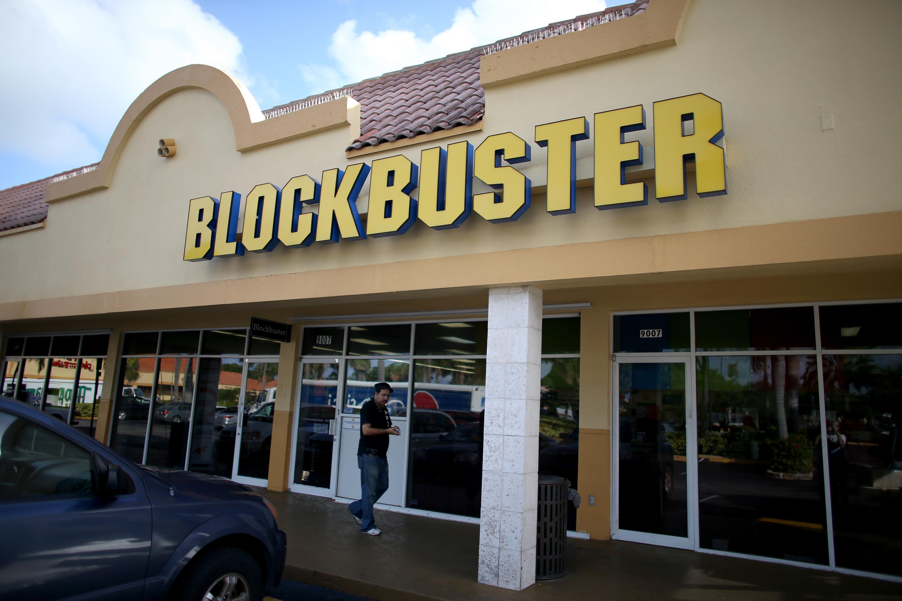 The front of a Blockbuster store