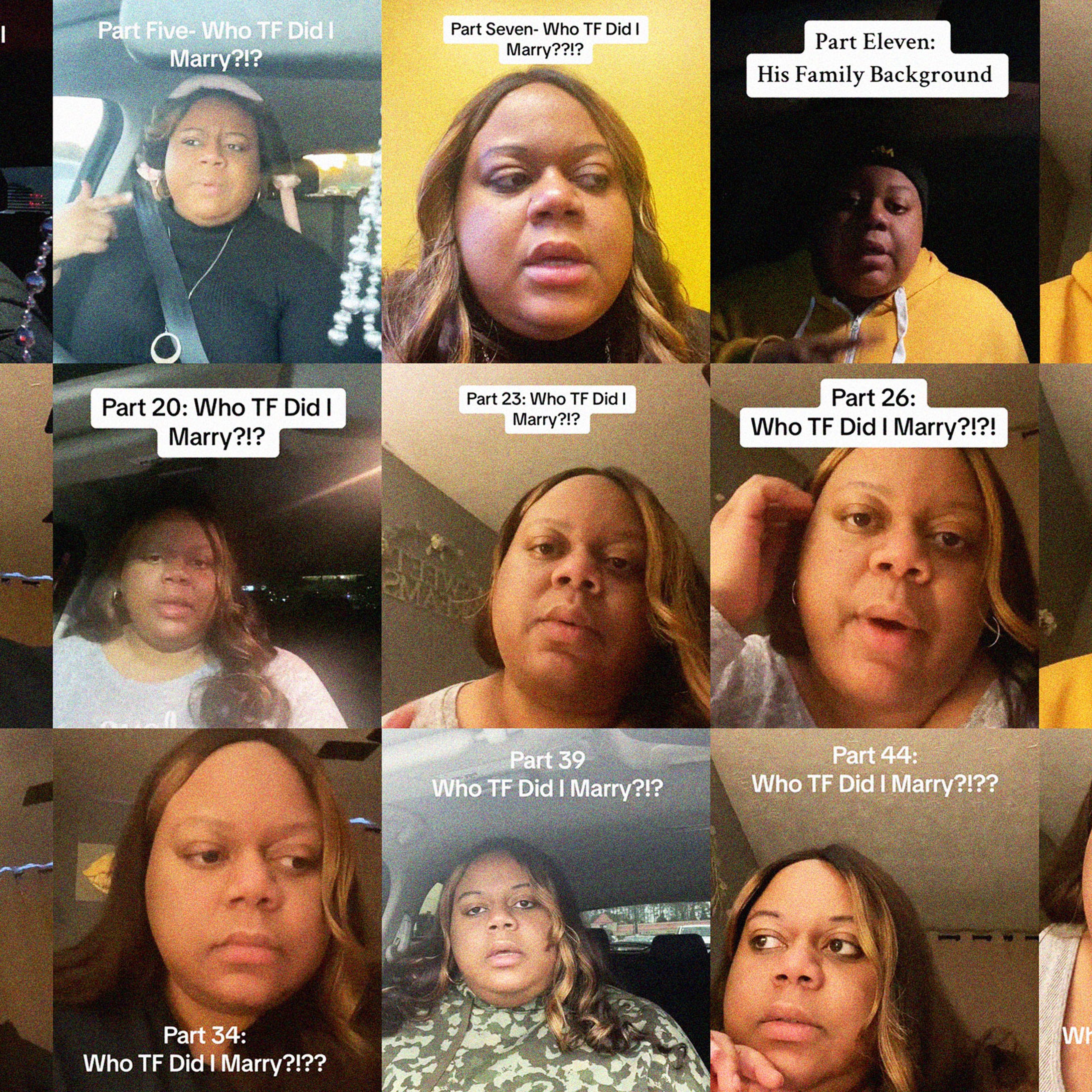 A collection of screengrabs from different videos made by tiktok user reesamteesa