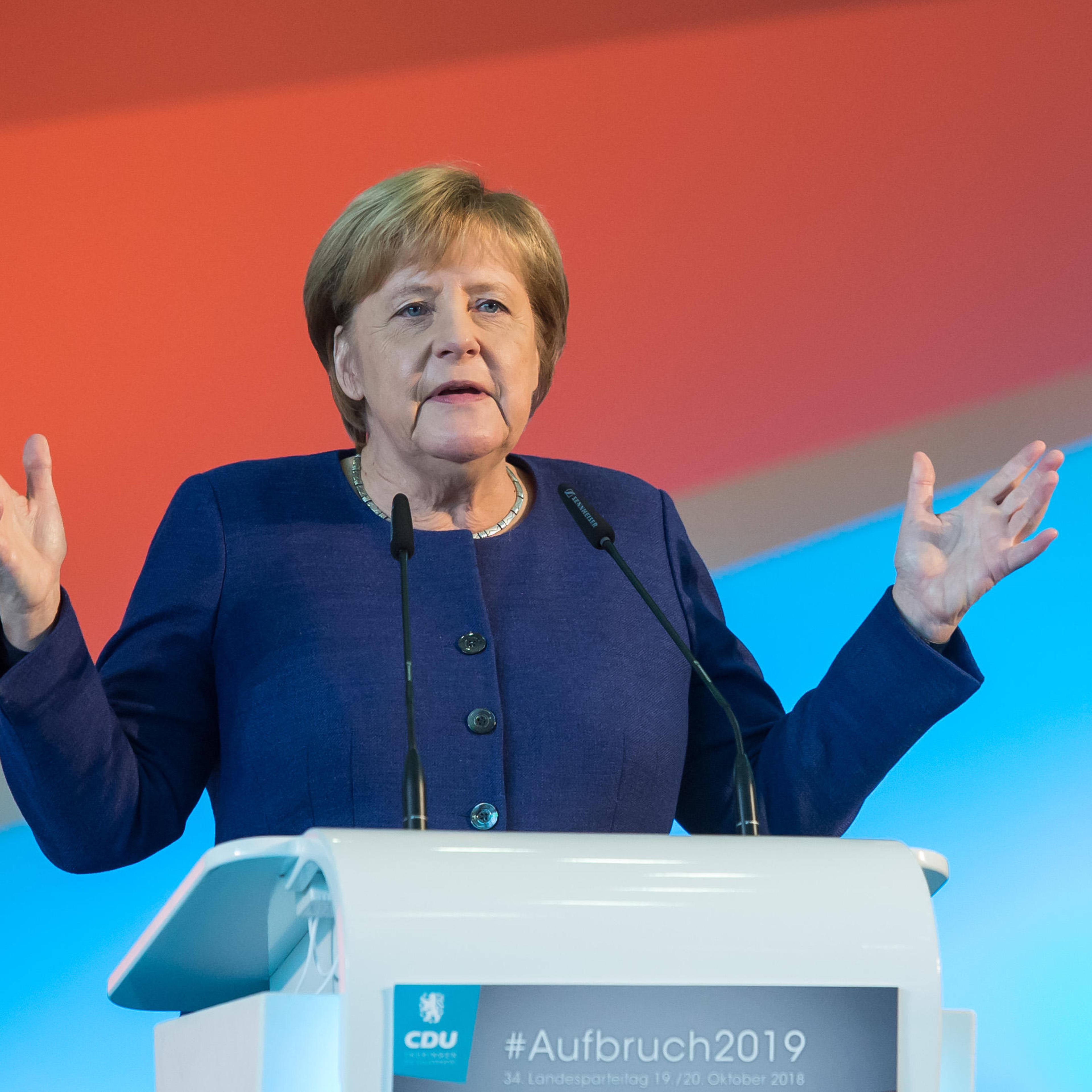 Angela Merkel, Chancellor and Federal Chairman of the CDU, speaking at the state party conference of the CDU Thuringia