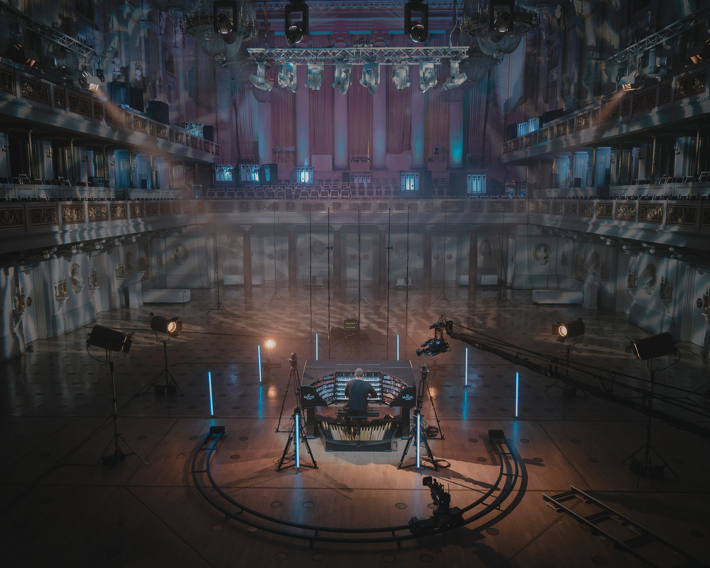 Cameron Carpenter rehearses before live streaming an Easter concert at the Konzerthaus Berlin concert hall on April 11.