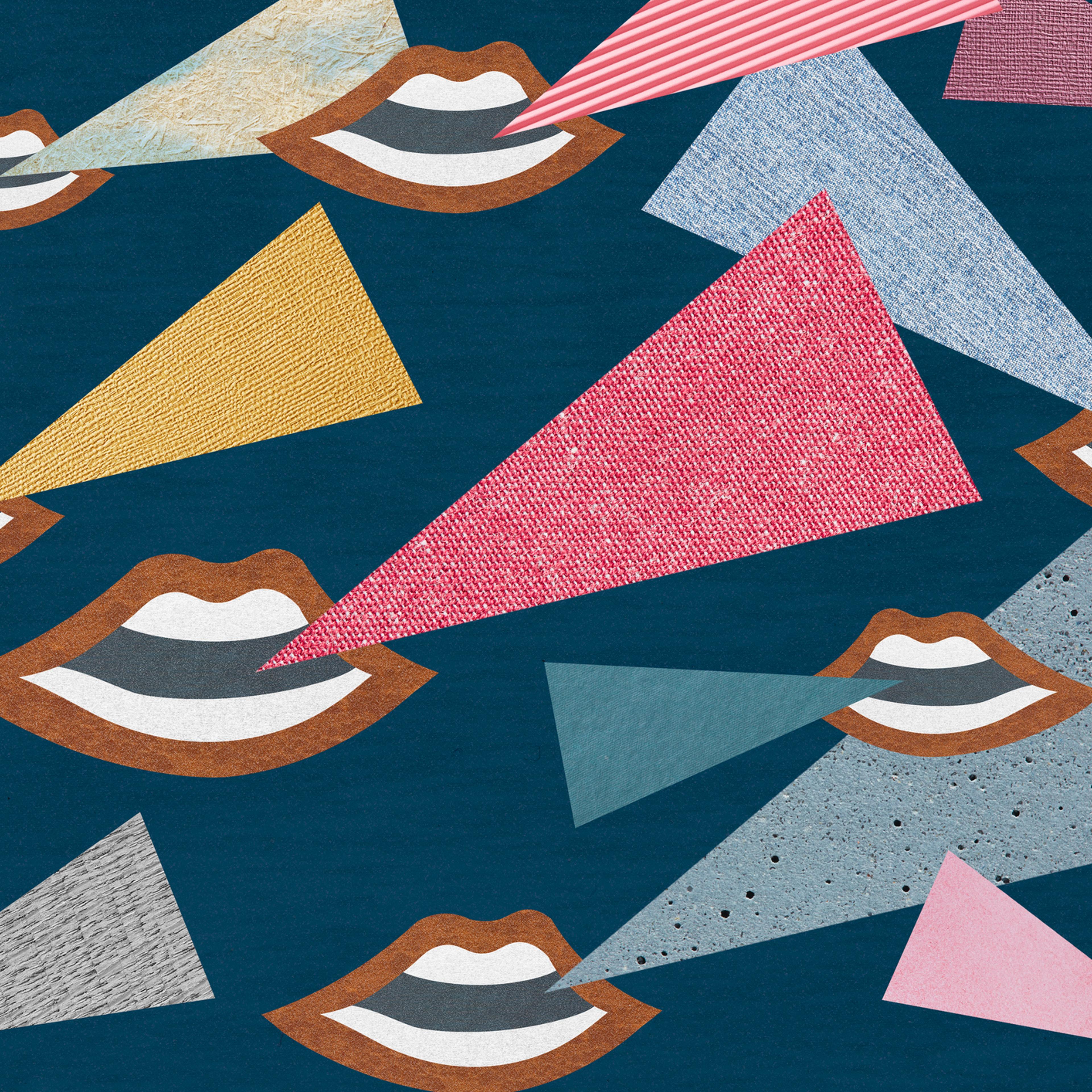 Many open mouths with speech triangles