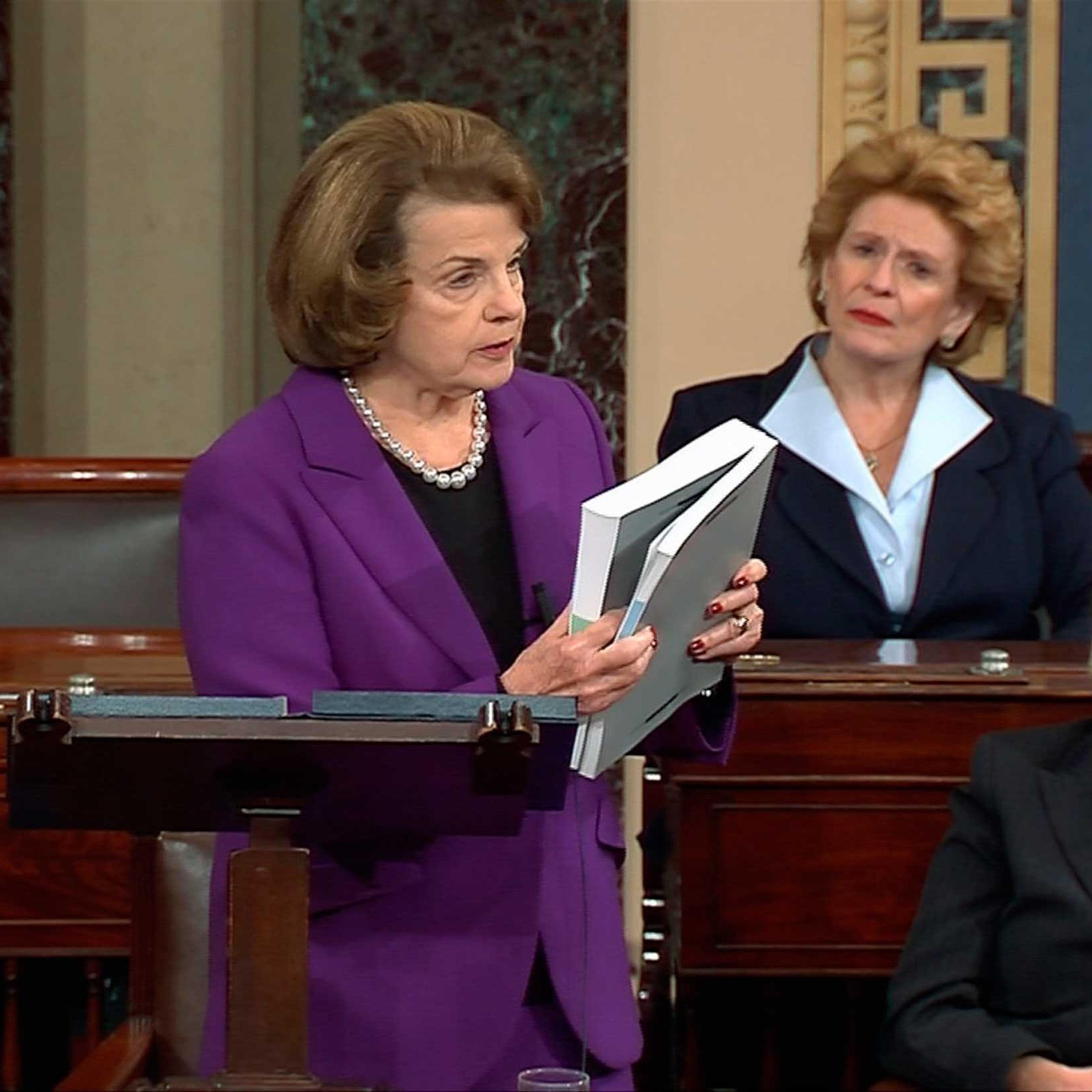 Senate Intelligence Committee Chairwoman Dianne Feinstein discusses a newly released Intelligence Committee report on the CIA's anti-terrorism tactics, in the U.S. Senate in Washington, Dec. 9, 2014.
