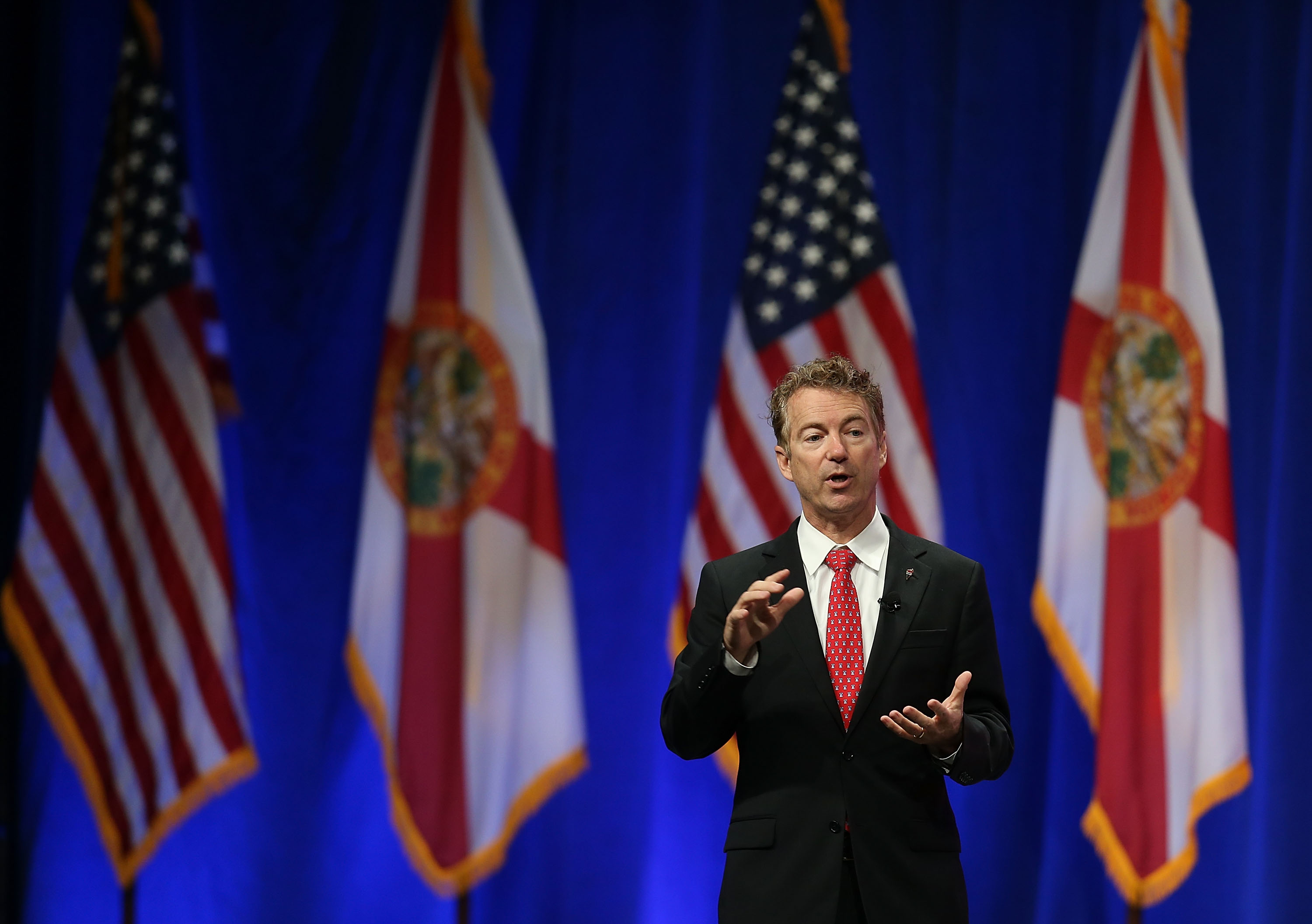 Republican presidential candidate Sen. Rand Paul (R-KY) speaks during the Sunshine Summit conference being held at the Rosen Shingle Creek in Orlando, Florida, on Nov. 14, 2015.