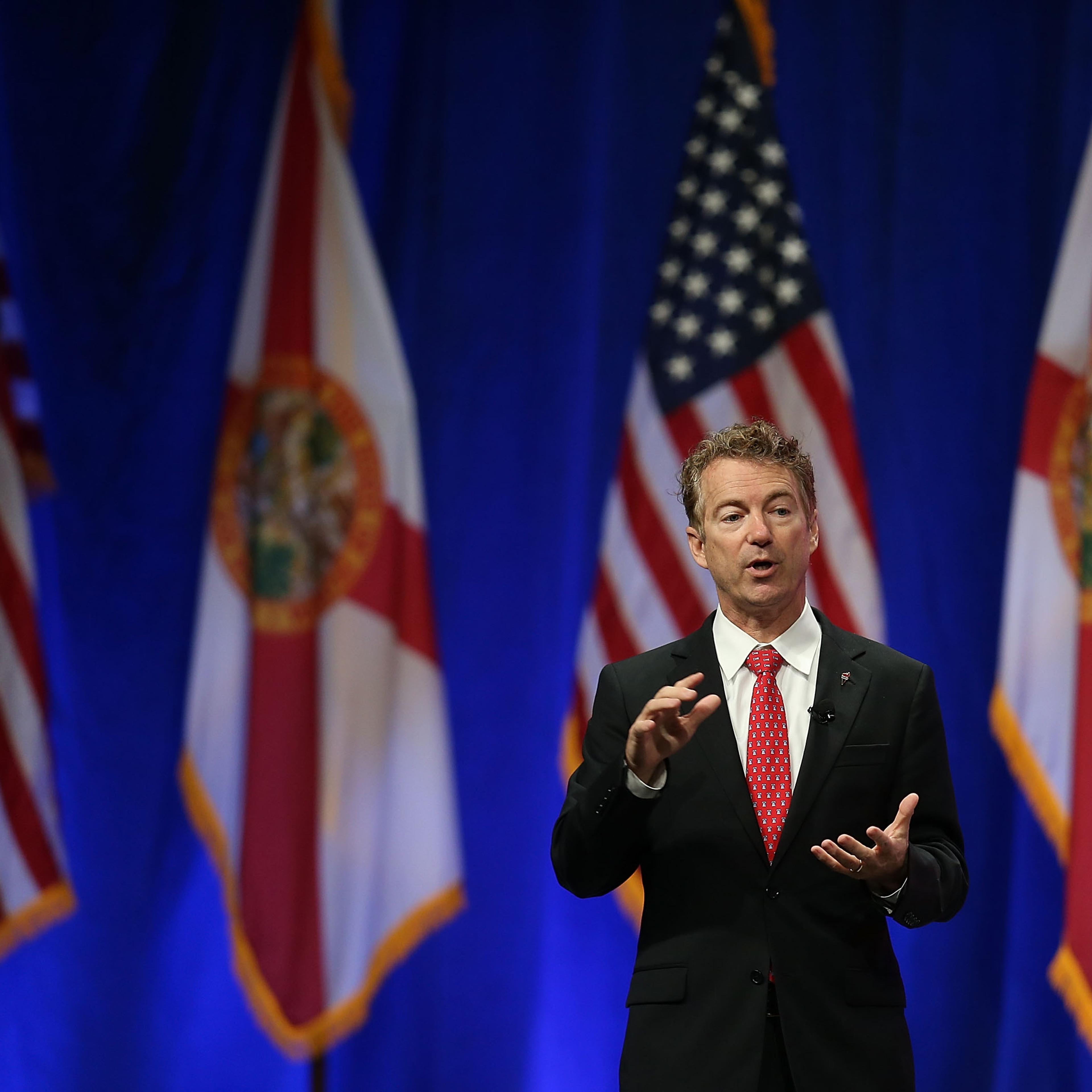 Republican presidential candidate Sen. Rand Paul (R-KY) speaks during the Sunshine Summit conference being held at the Rosen Shingle Creek in Orlando, Florida, on Nov. 14, 2015.