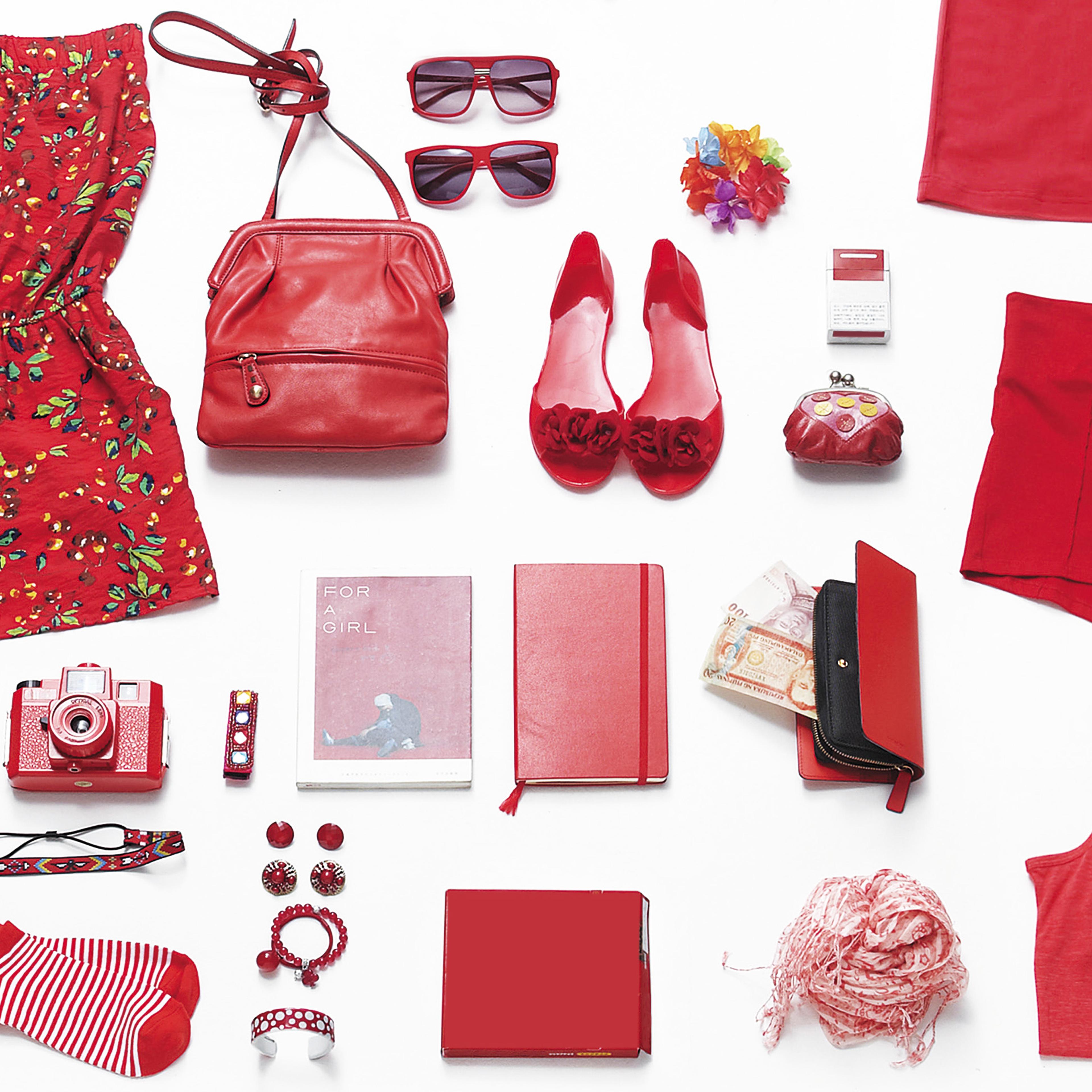 Preparing for summer vacation in red colour