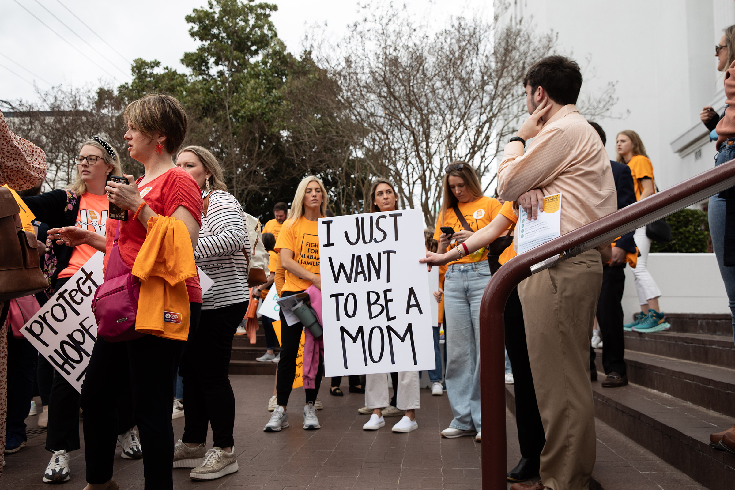 A rally in support of in vitro fertilization organized by Fight for Alabama Families, outside the Alabama State House in Montgomery, on Feb. 28, 2024.