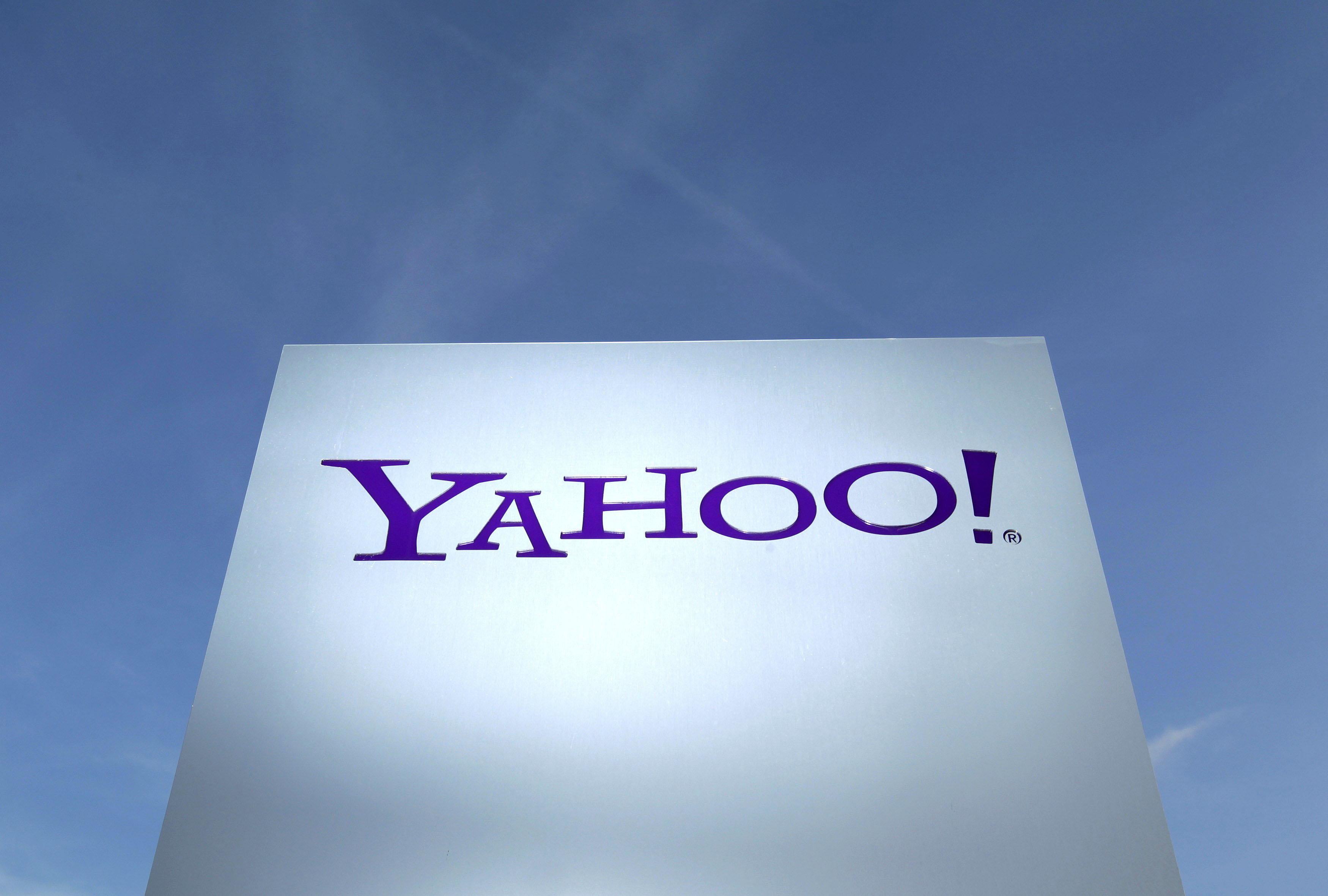 Yahoo's logo in front of a building in Rolle, near Geneva, on Dec. 12, 2012.