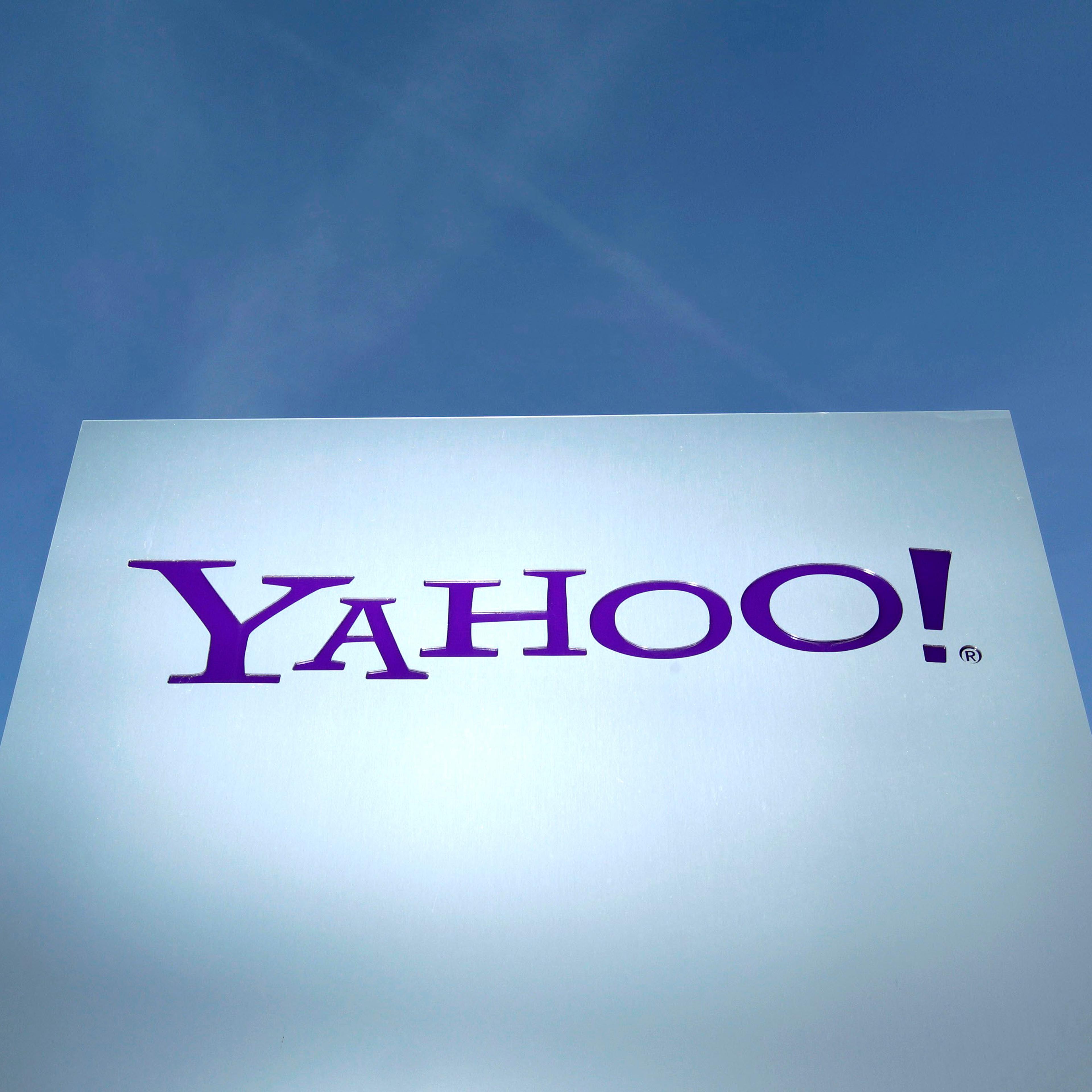 Yahoo's logo in front of a building in Rolle, near Geneva, on Dec. 12, 2012.