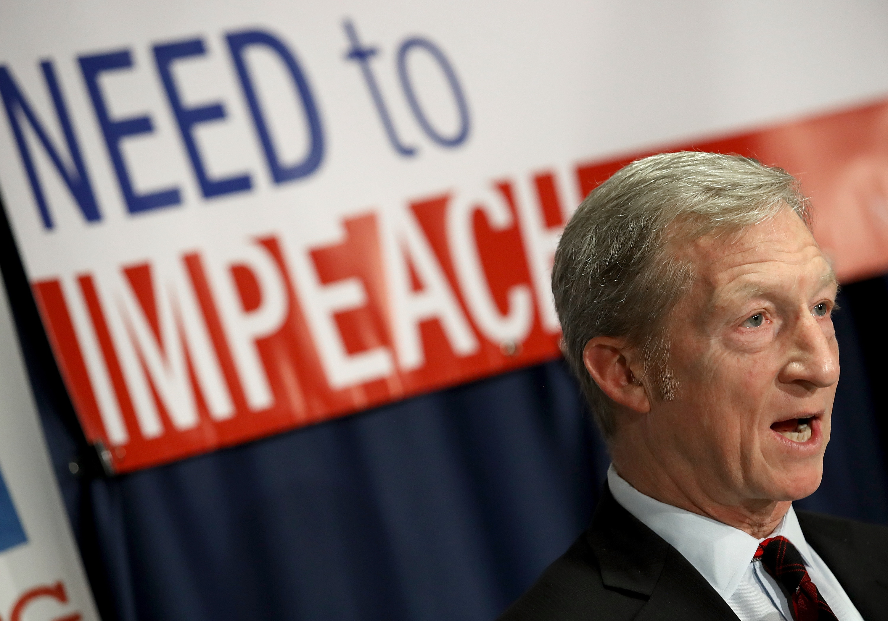 Billionaire hedge fund manager and philanthropist Tom Steyer speaks during a press conference at the National Press Club December 6, 2017 in Washington, DC. Steyer, founder of the "Need To Impeach" initiative, presented legal grounds calling for the impe