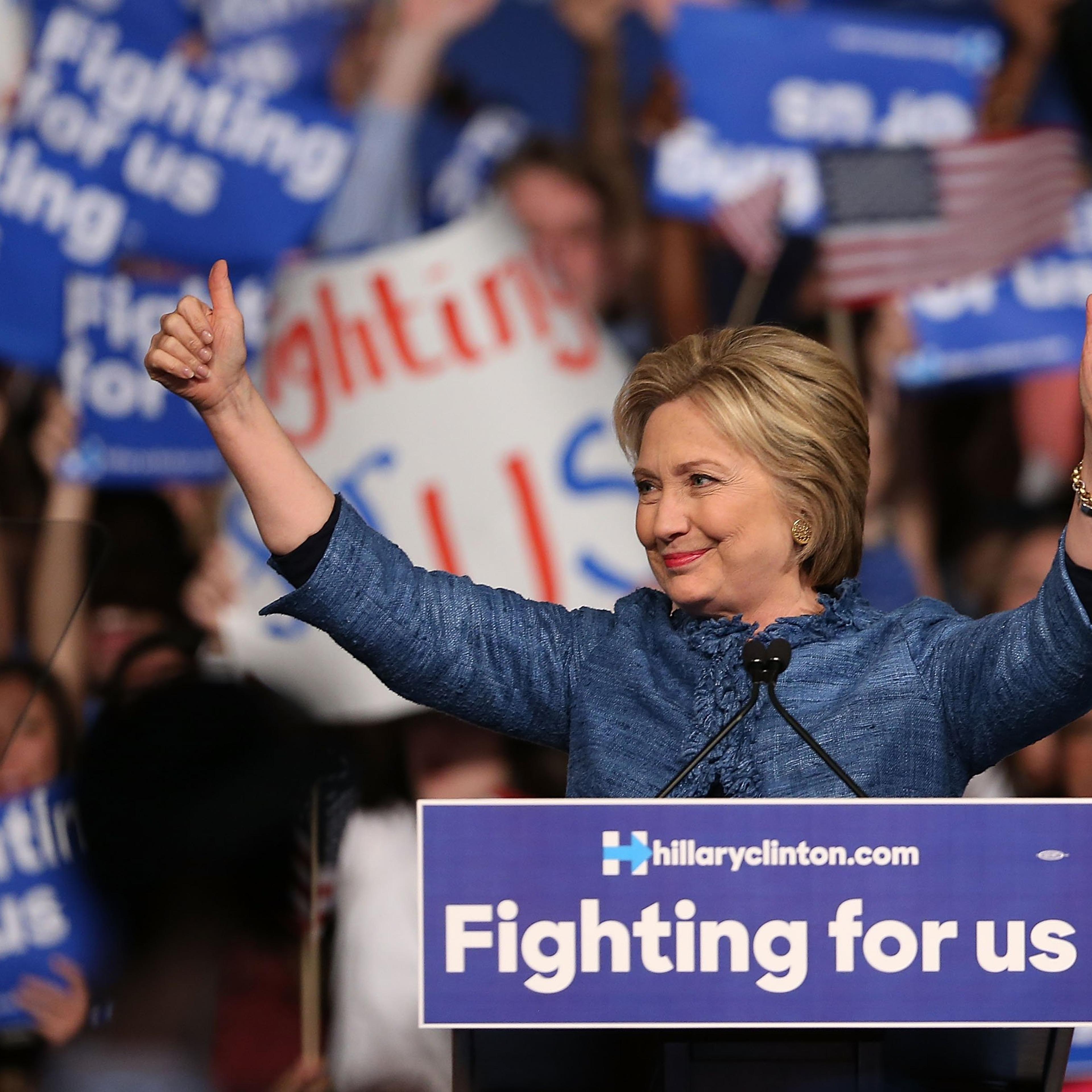 Democratic presidential candidate, former Secretary of State Hillary Clinton speaks to her supporters during her Primary Night Event at the Palm Beach County Convention Center on March 15, 2016 in West Palm Beach, Fla.