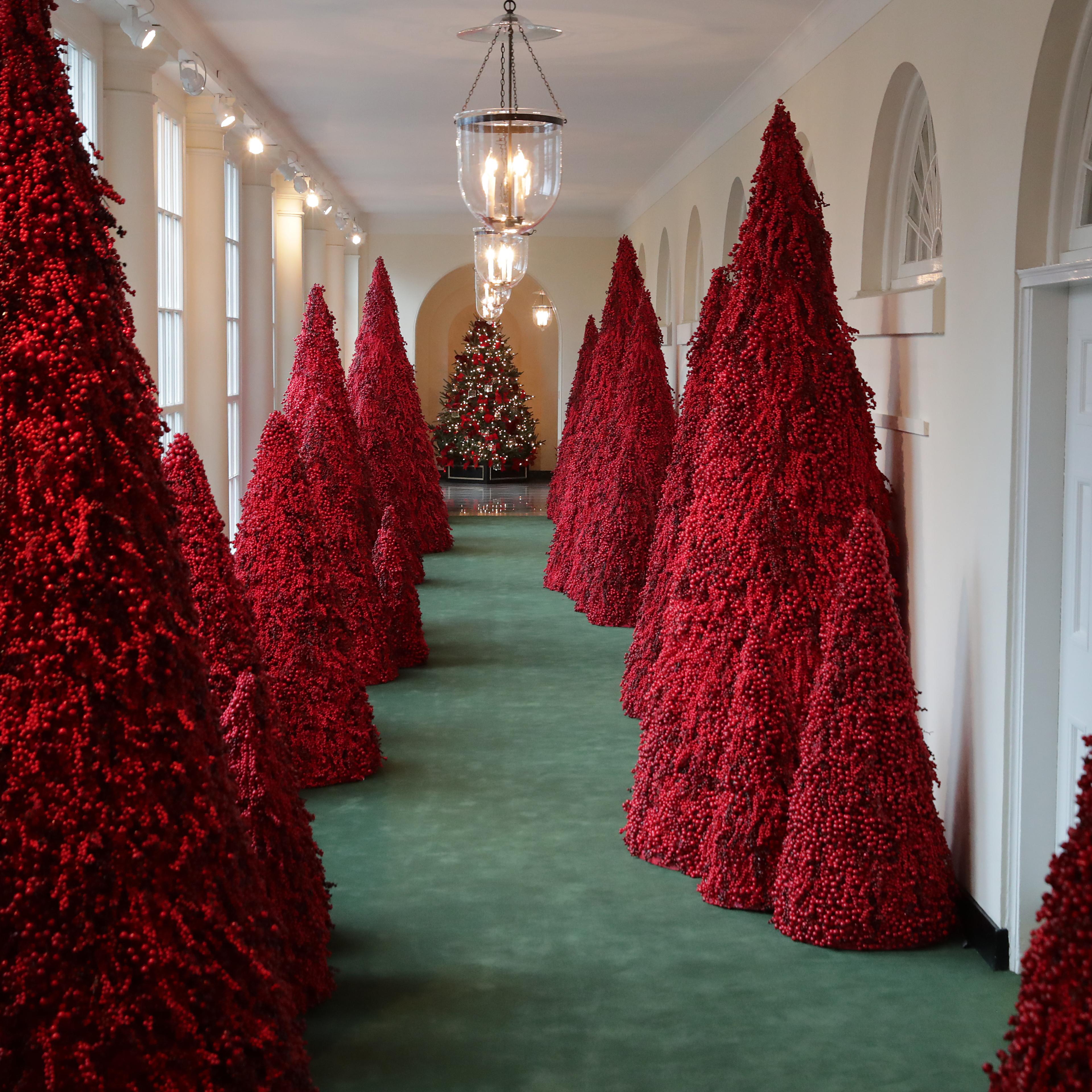 Melania Trump on the Christmas decorations