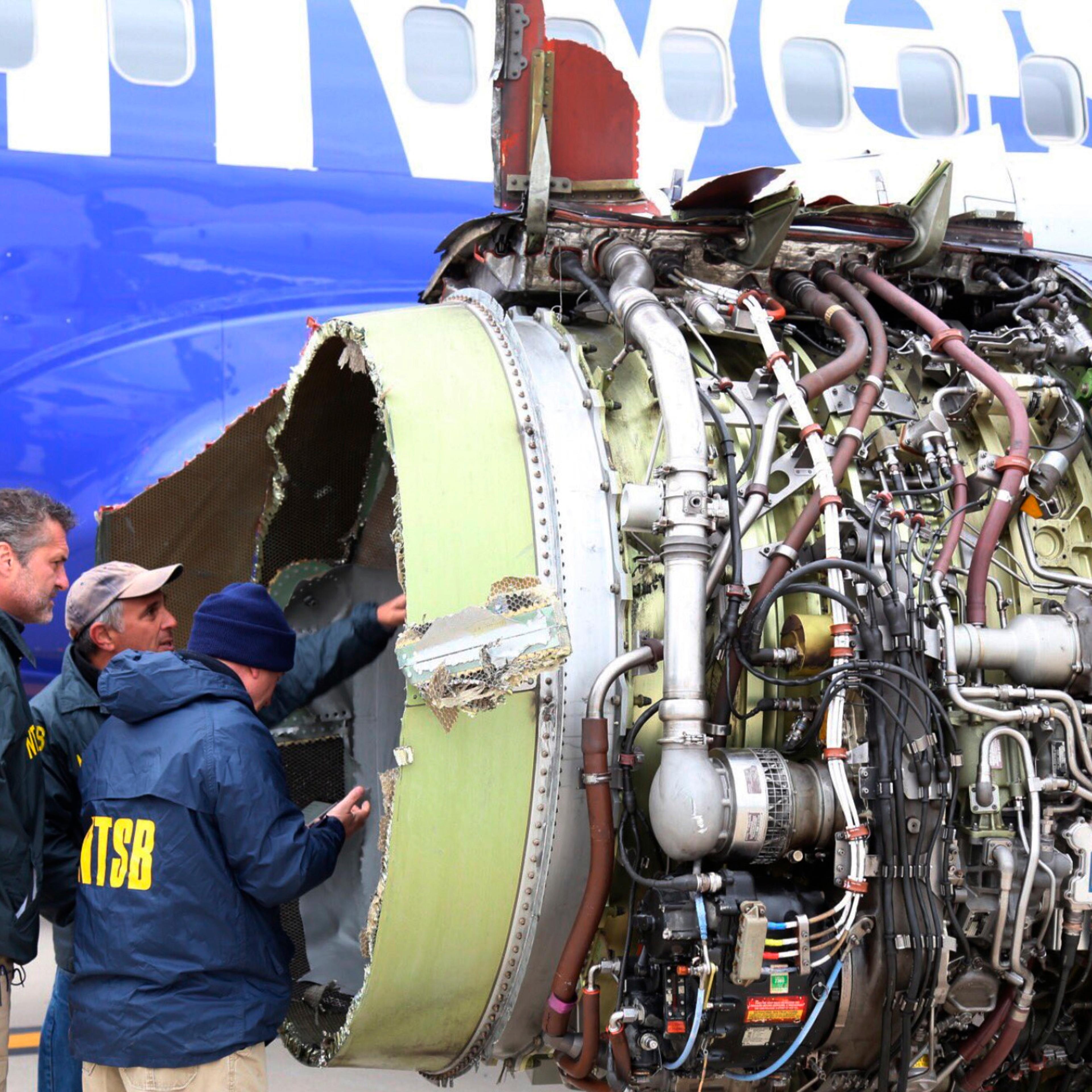 Damage to the engine of Southwest Airlines plane