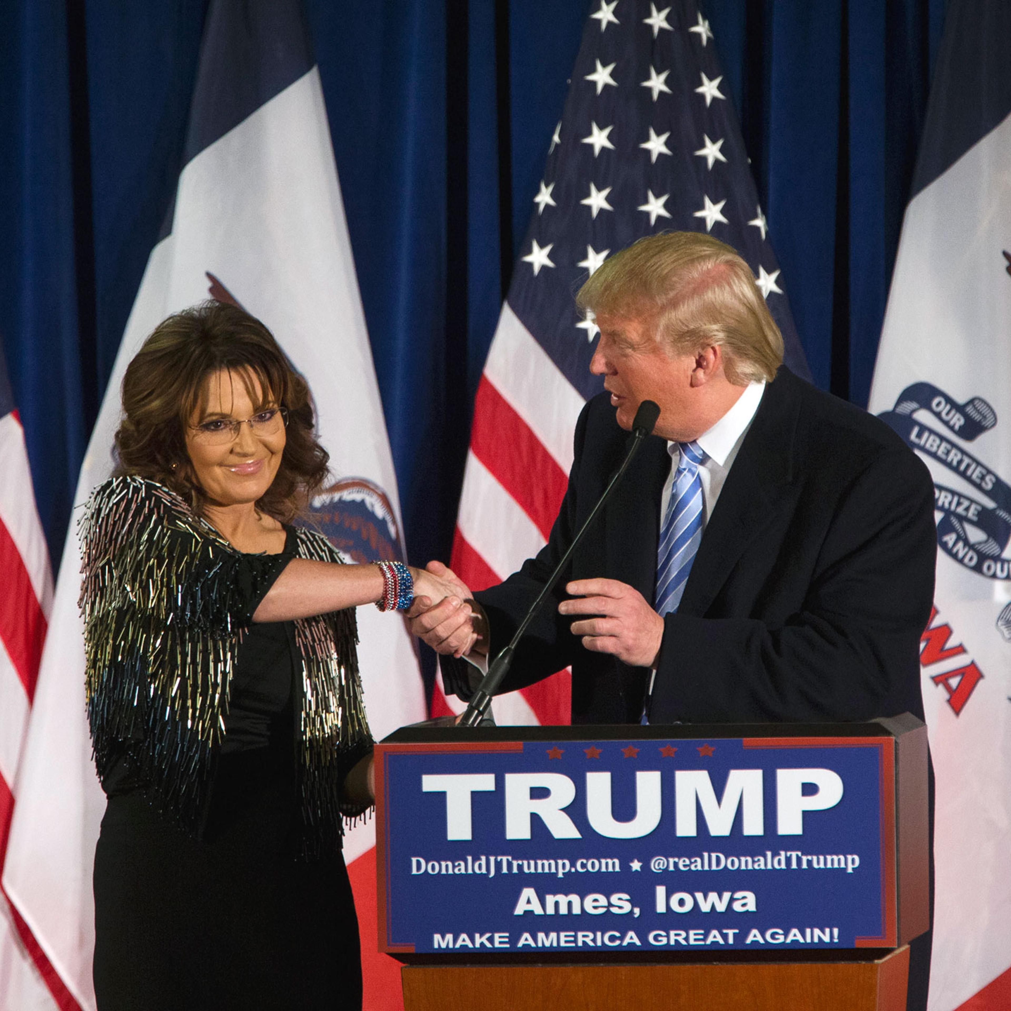 Former Alaska Gov. Sarah Palin endorsed Republican presidential candidate Donald Trump on Jan. 19, 2016.