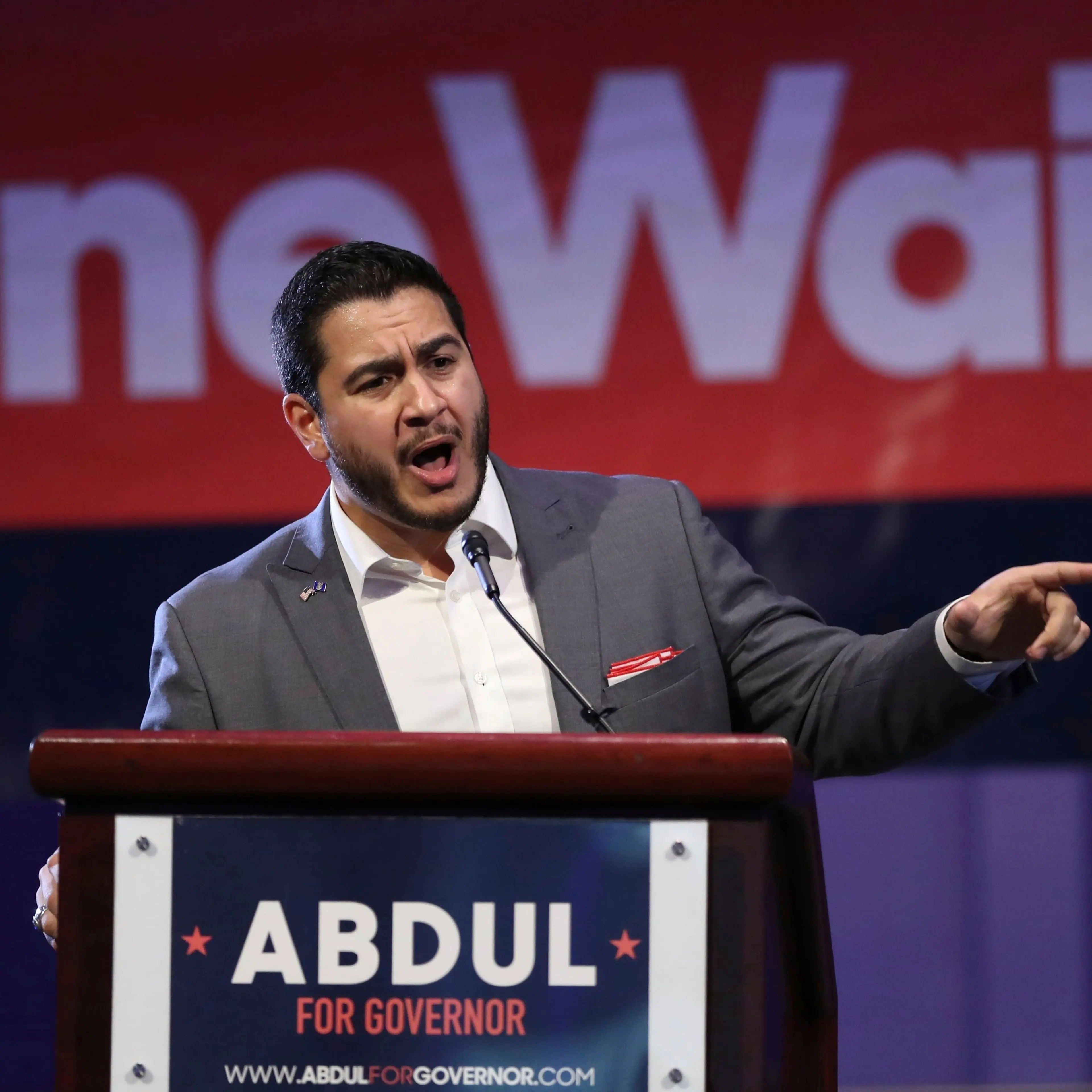 Michigan Democratic gubernatorial candidate Abdul El-Sayed addresses supporters during a rally