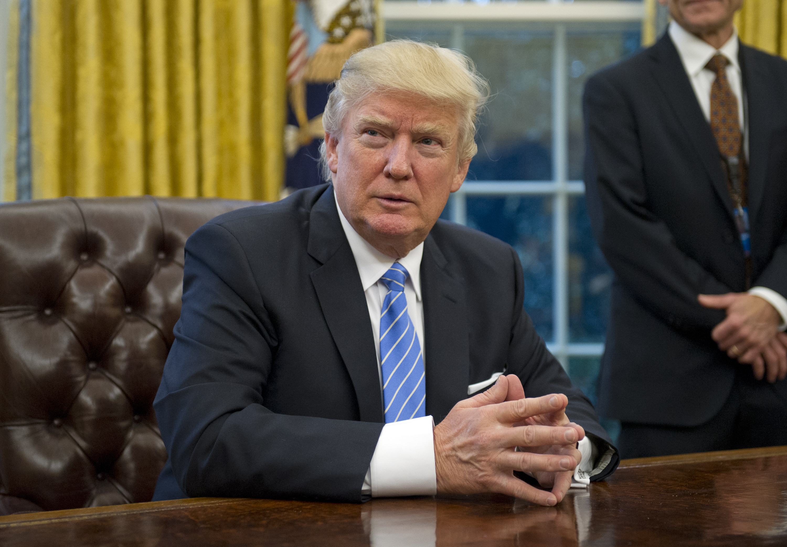 President Trump Signs Executive Orders In The Oval Office
