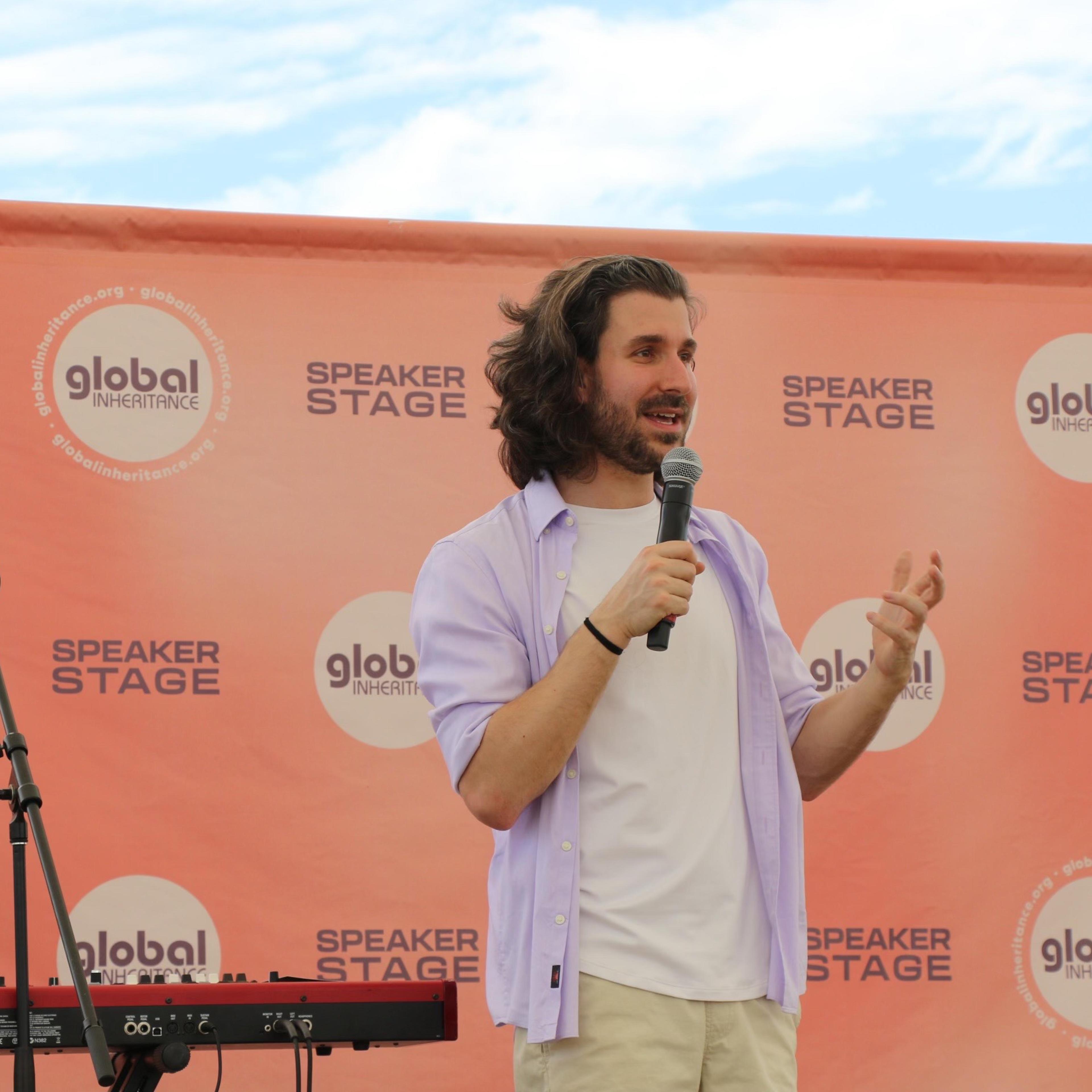 Adam met speaks about climate action at Coachella.