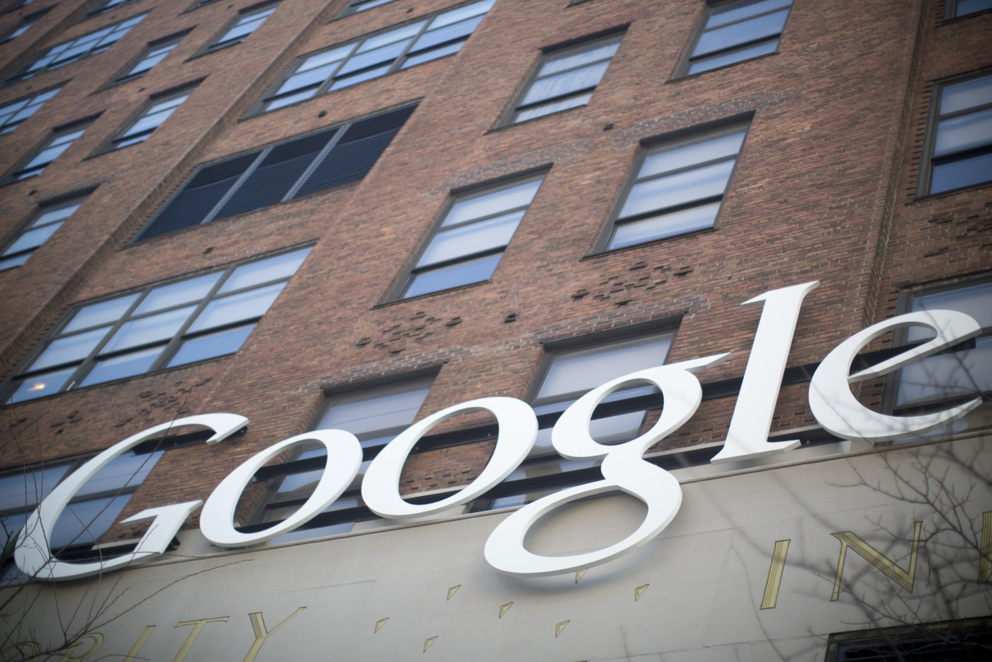 Google's logo is seen at the company's New York City office.