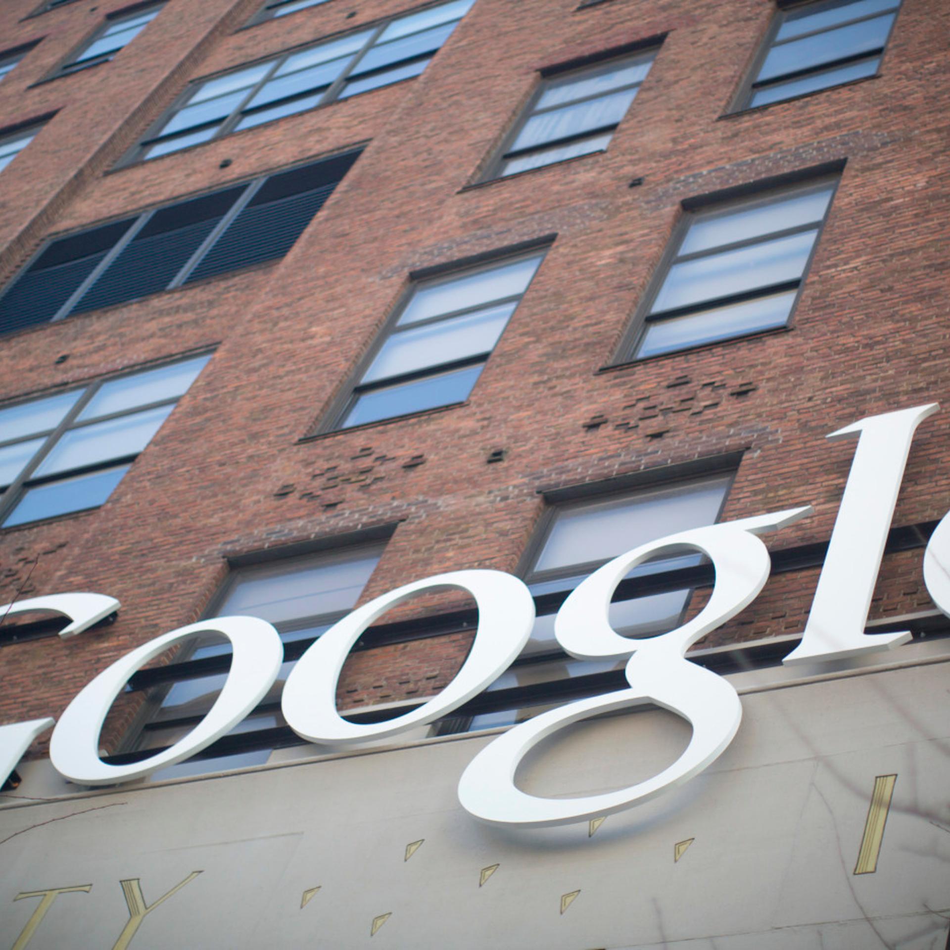 Google's logo is seen at the company's New York City office.