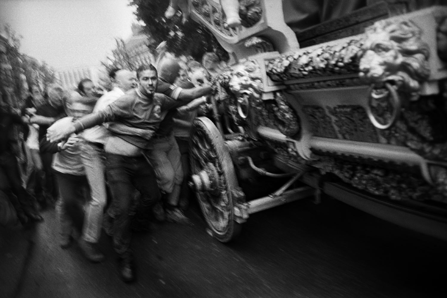 The Ritual of the Golden Car ascent during the Ducasse de Mons festival.  