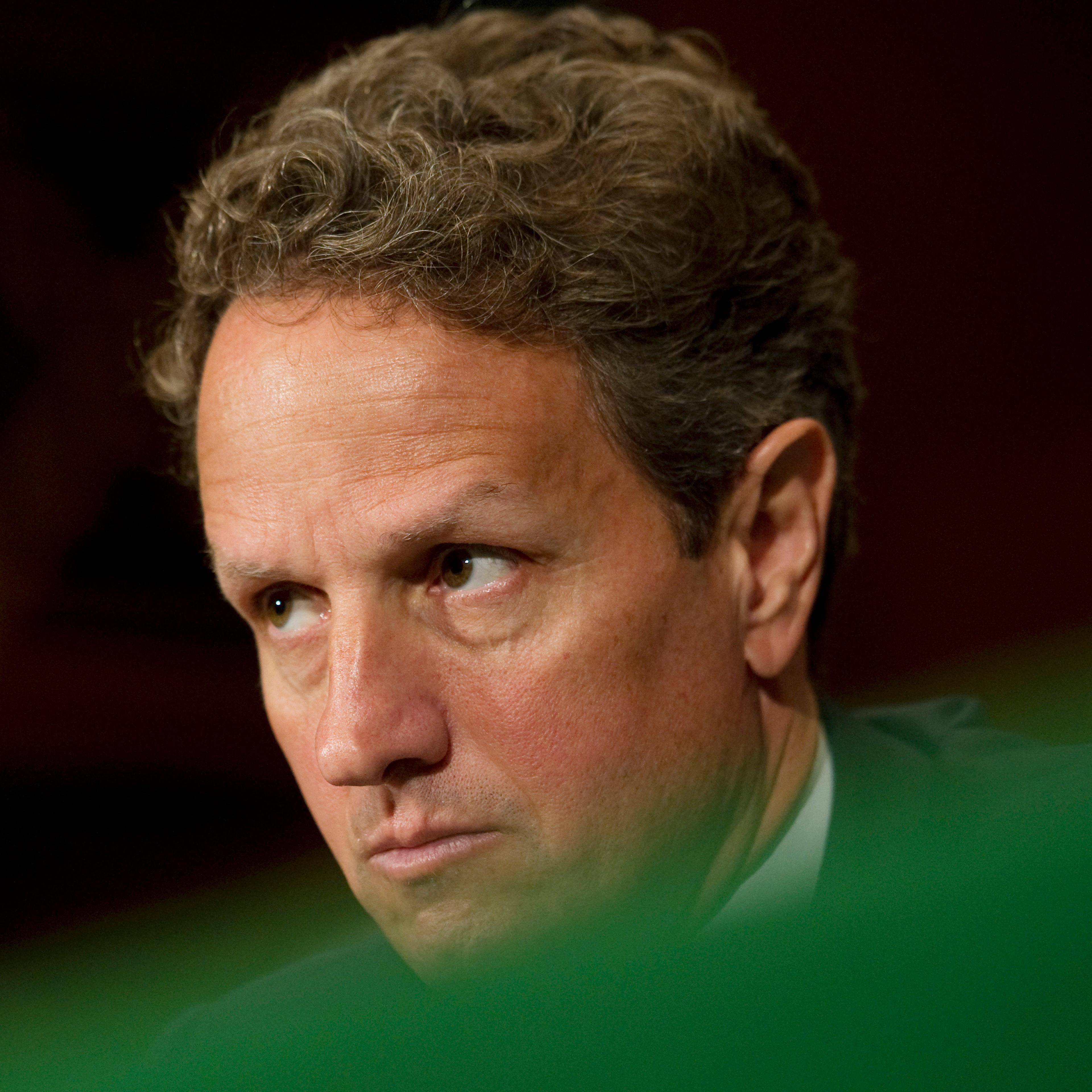 Treasury Secretary Timothy Geithner testifies before a Senate Banking, Housing and Urban Affairs committee hearing in 2012.