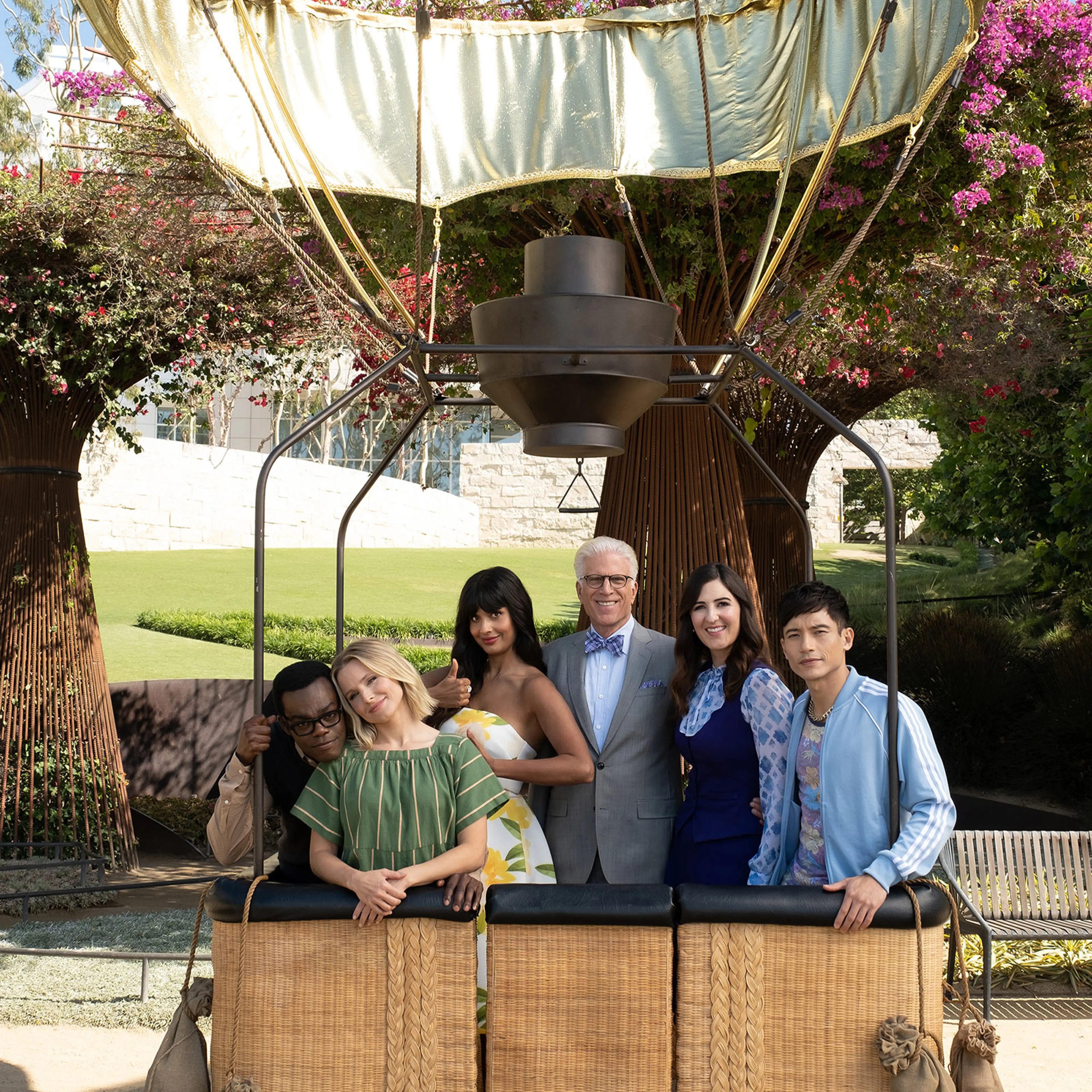 Up, up and away; The cast of The Good Place embarks on its final voyage