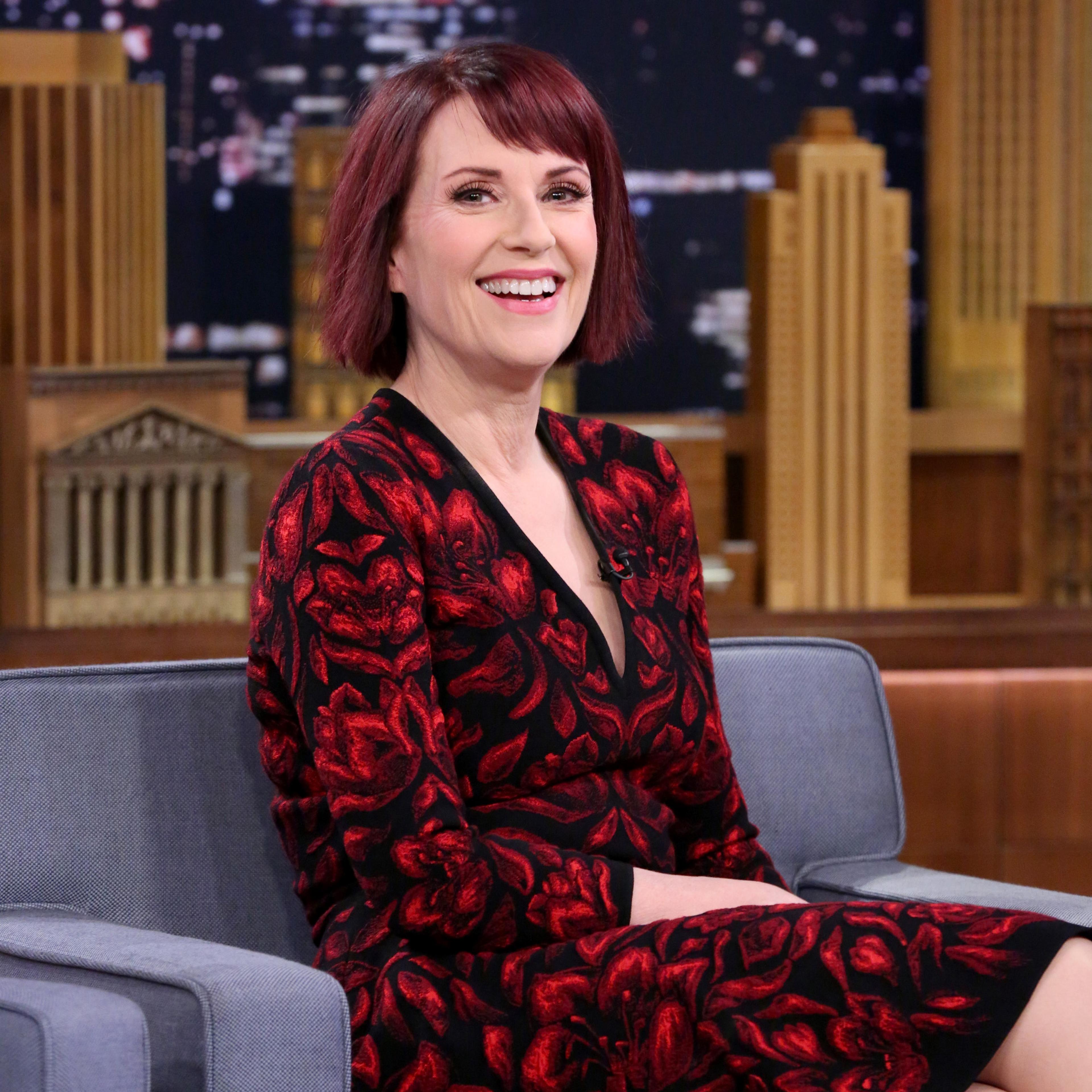 Actress Megan Mullally on the Tonight Show on Dec. 12, 2014.