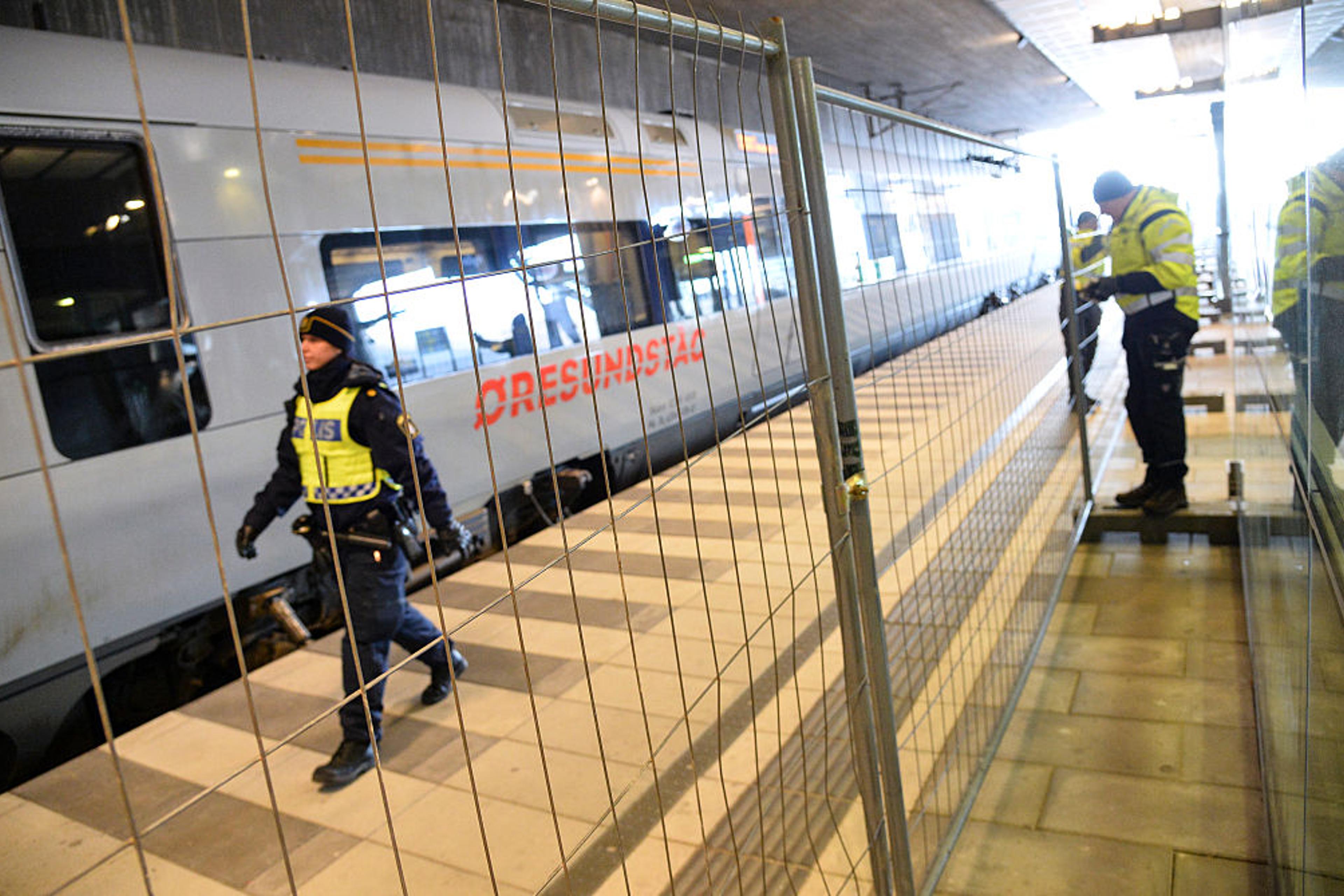 A temporary fence is erected between domestic and international tracks at Hyllie train station in southern Malmo, Sweden, on Jan. 3, 2016, to ease border control preventing illegal migrants to enter Sweden.