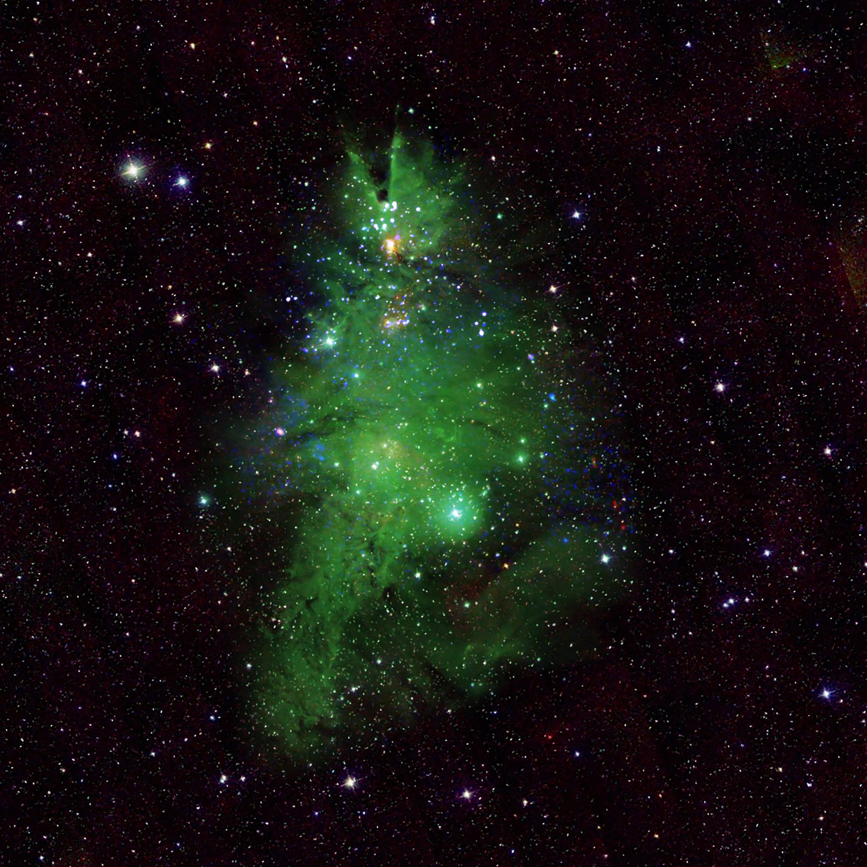 NASA's rendering of the Christmas Tree Nebula
