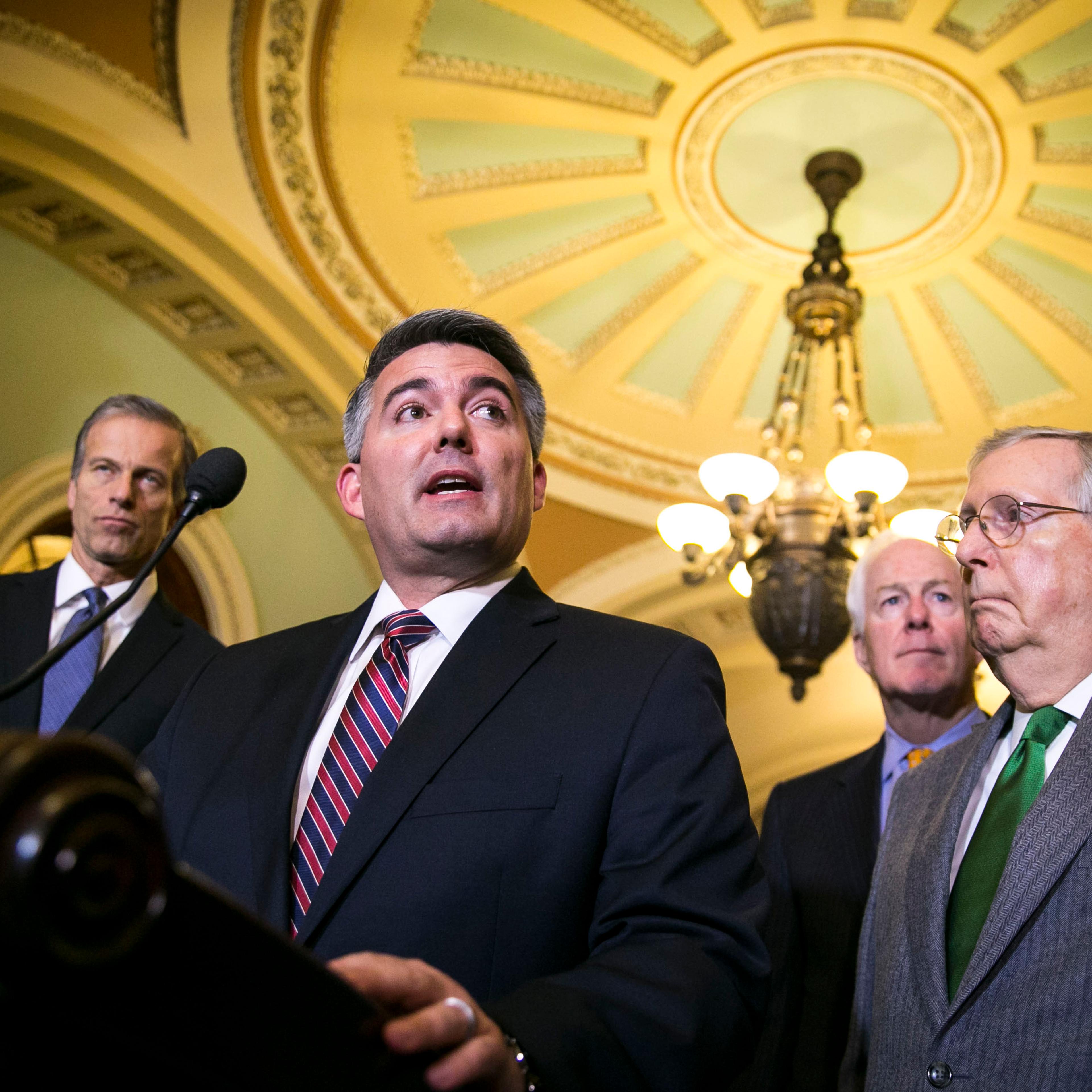 Senate Lawmakers Address The Media After Their Weekly Policy Luncheons