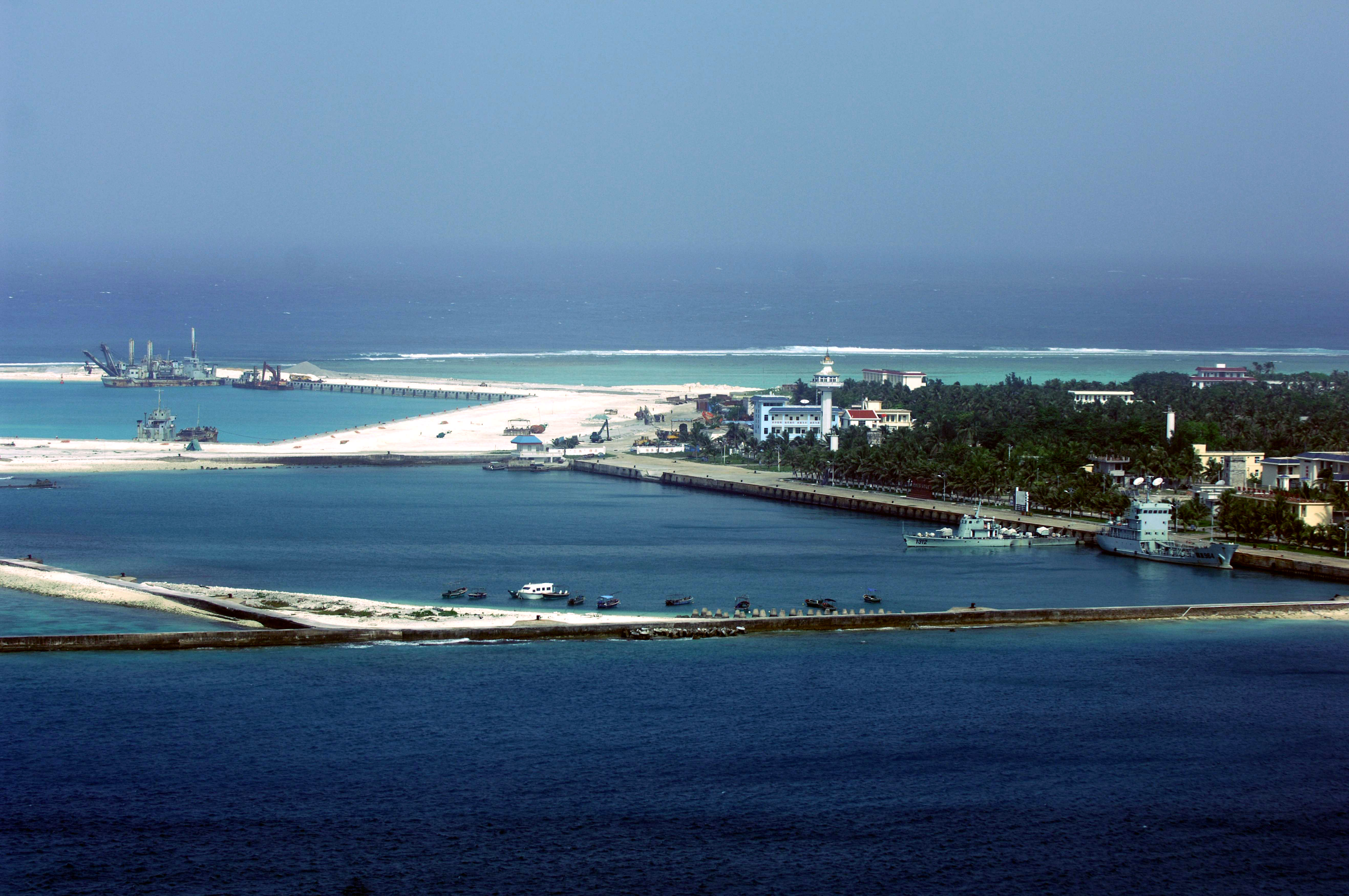 This aerial view of the city of Sansha o