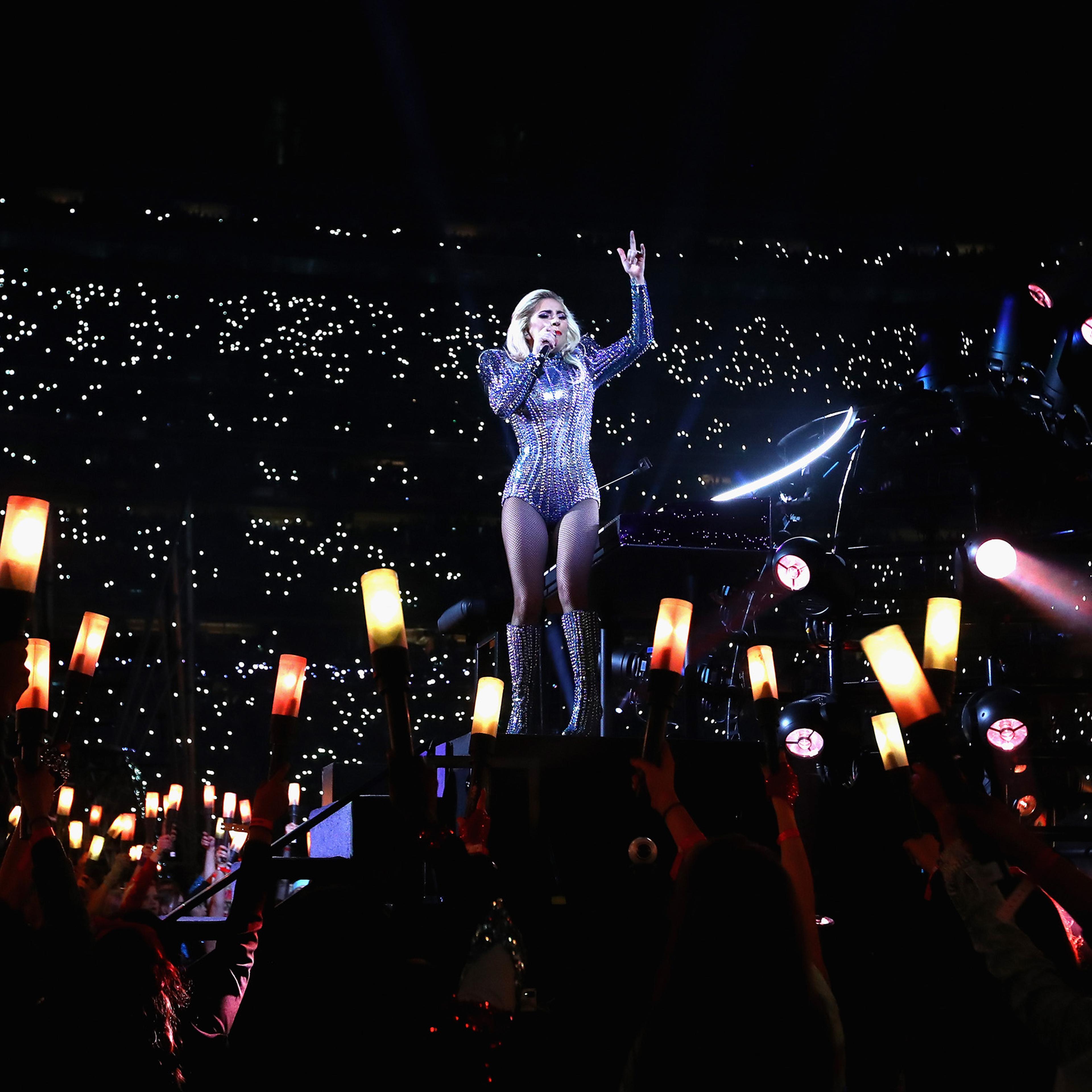 Lady Gaga performs during the Pepsi Zero Sugar Super Bowl 51 Halftime Show at NRG Stadium in Houston, Texas, on Feb. 5, 2017.