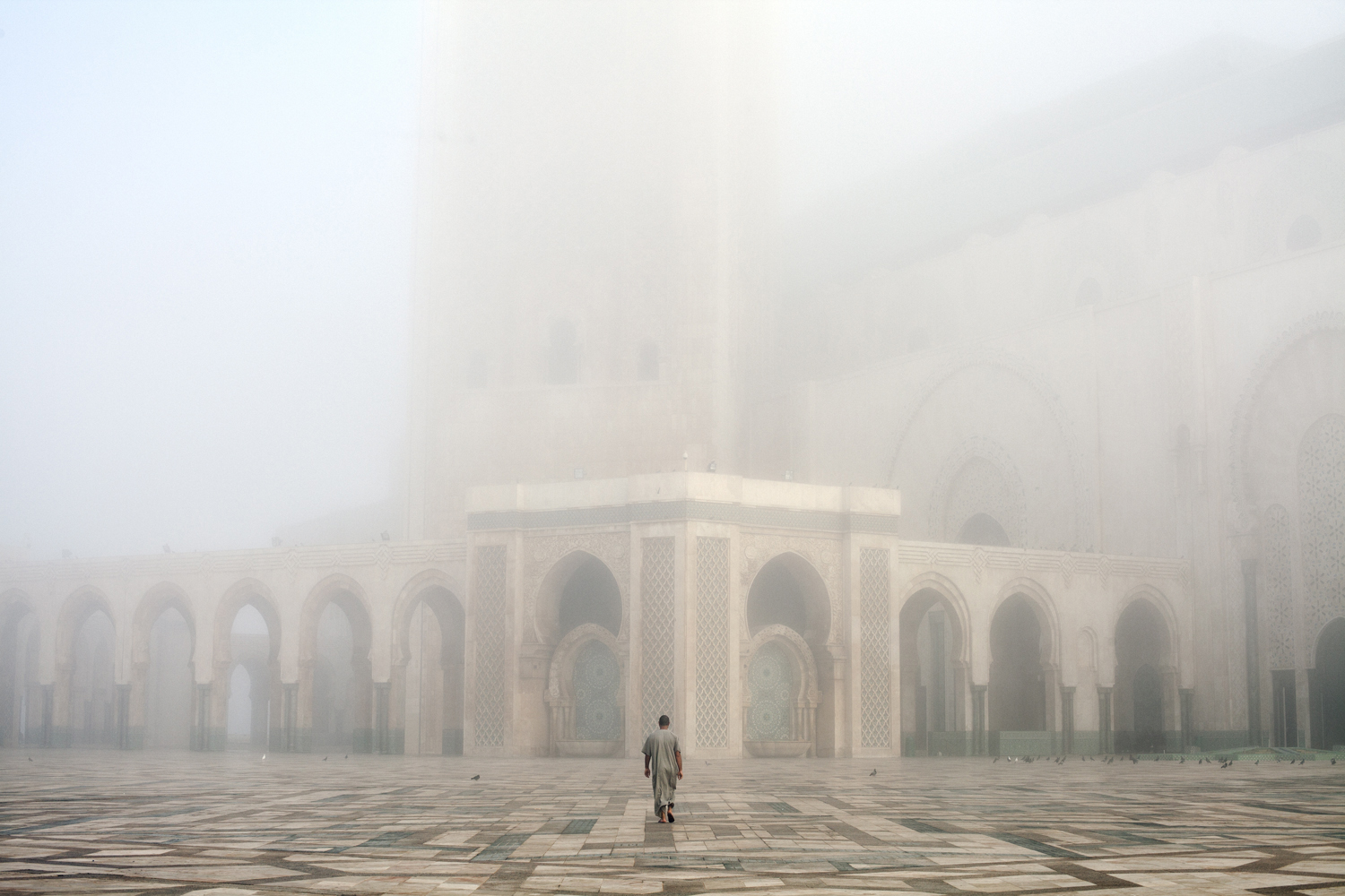 A worshipper on his way to the Hassan II mosque in Casablanca.

