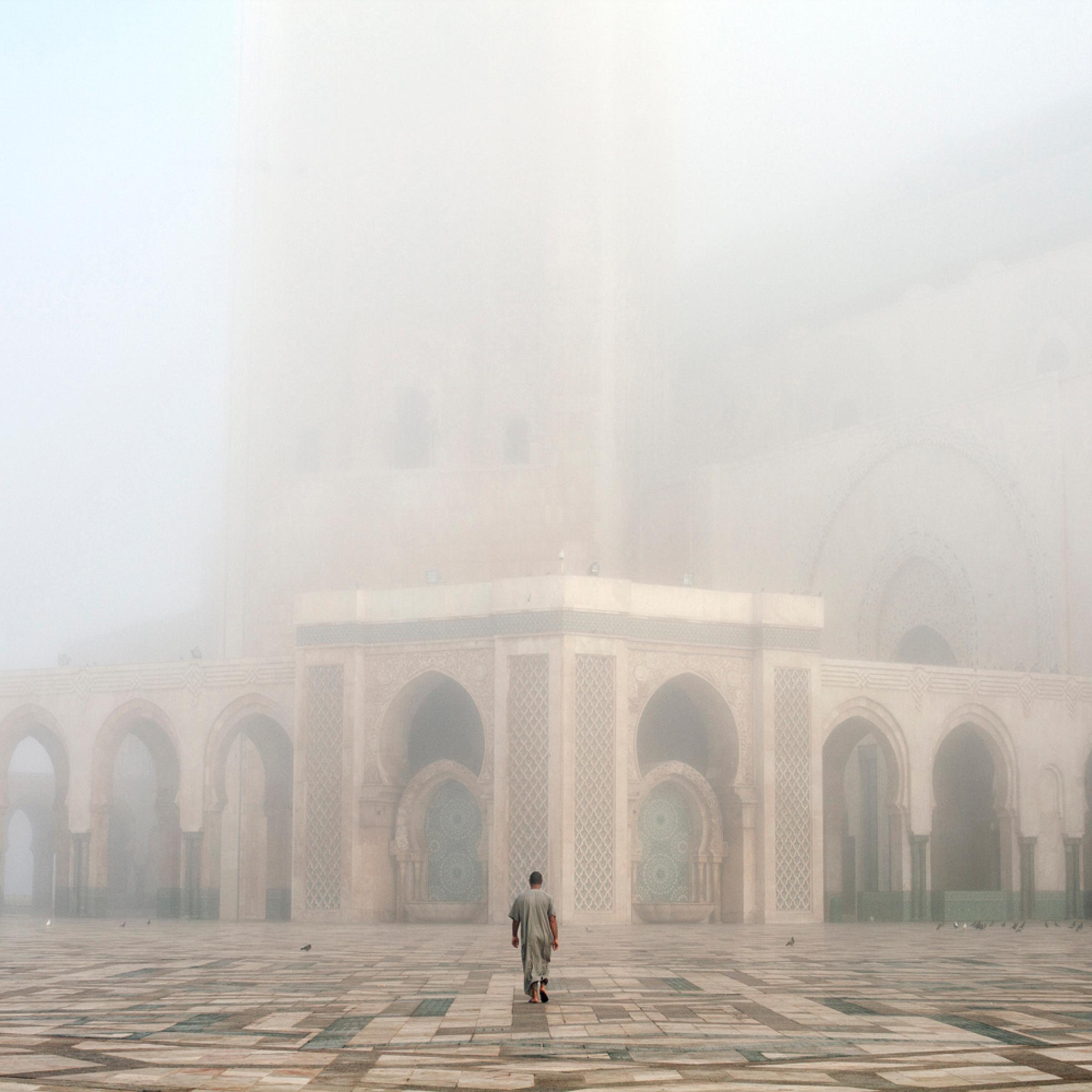 A worshipper on his way to the Hassan II mosque in Casablanca.