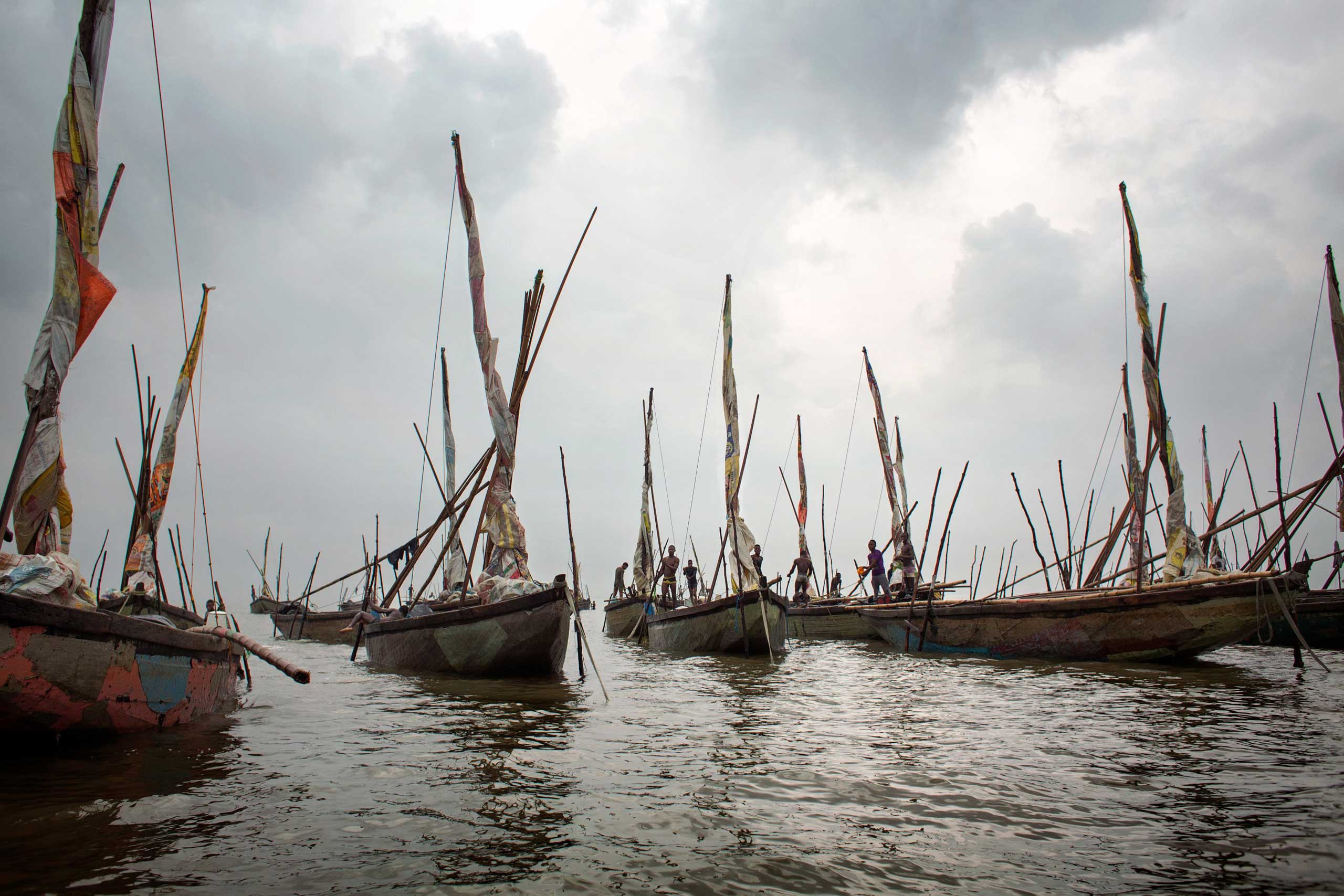 Sand dug from the seafloor of Lagos Lagoon is being used to reclaim land and to make the concrete blocks that many of the cities houses are made from.