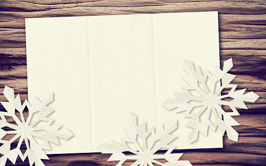 Paper snowflake on driftwood