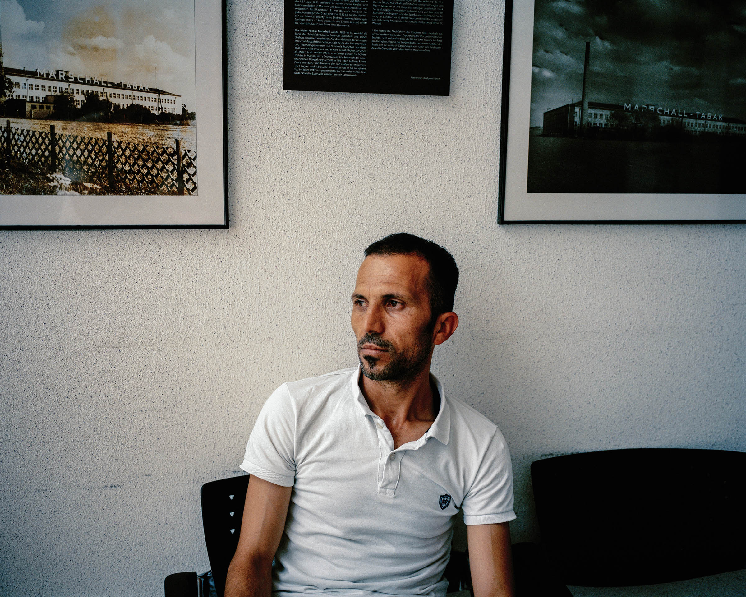 Walid Khalil Murad in the foyer of his German course school in Sankt Wendel on Thursday, July 25, 2019.Photograph by Mustafah Abdulaziz