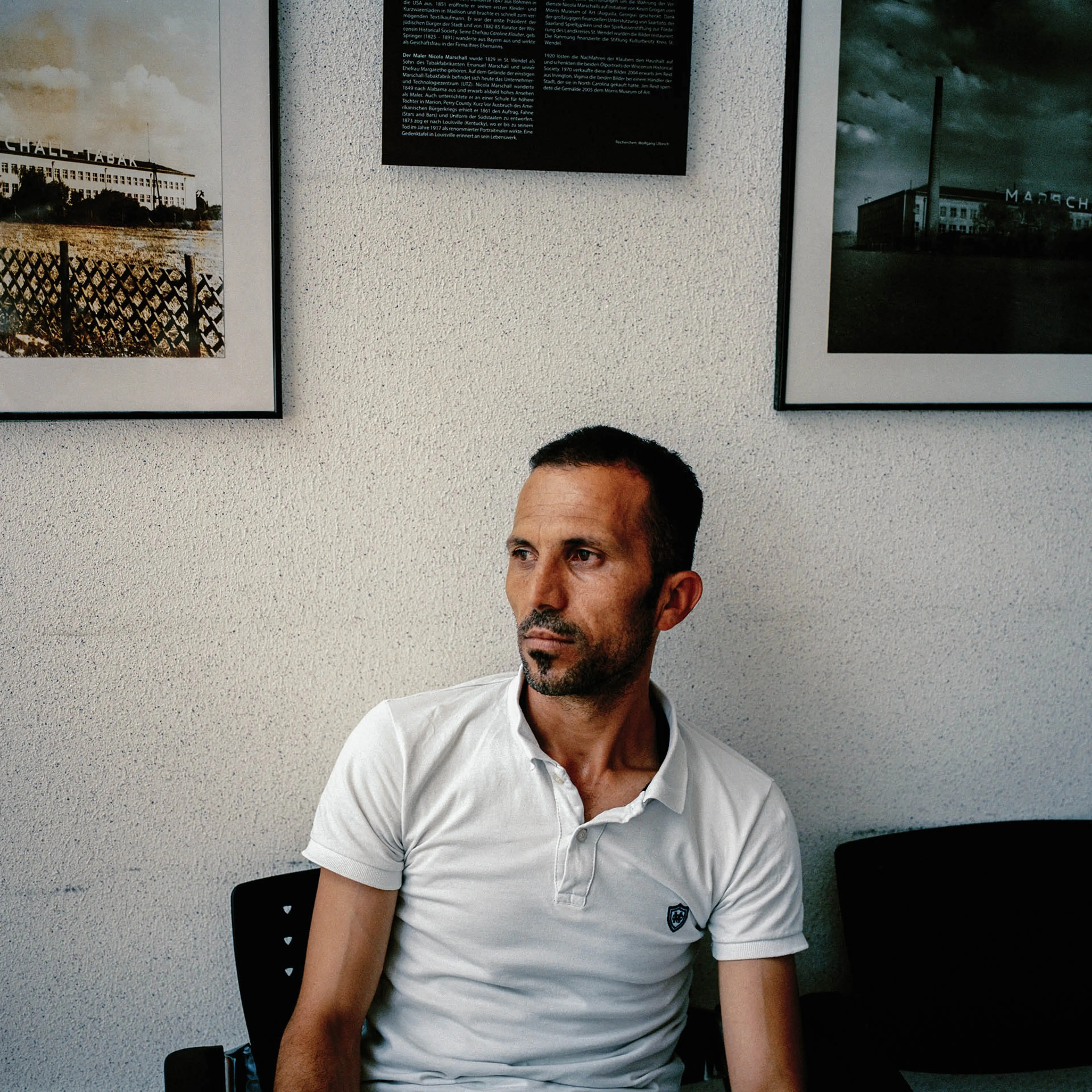 Walid Khalil Murad in the foyer of his German course school in Sankt Wendel on Thursday, July 25, 2019.Photograph by Mustafah Abdulaziz
