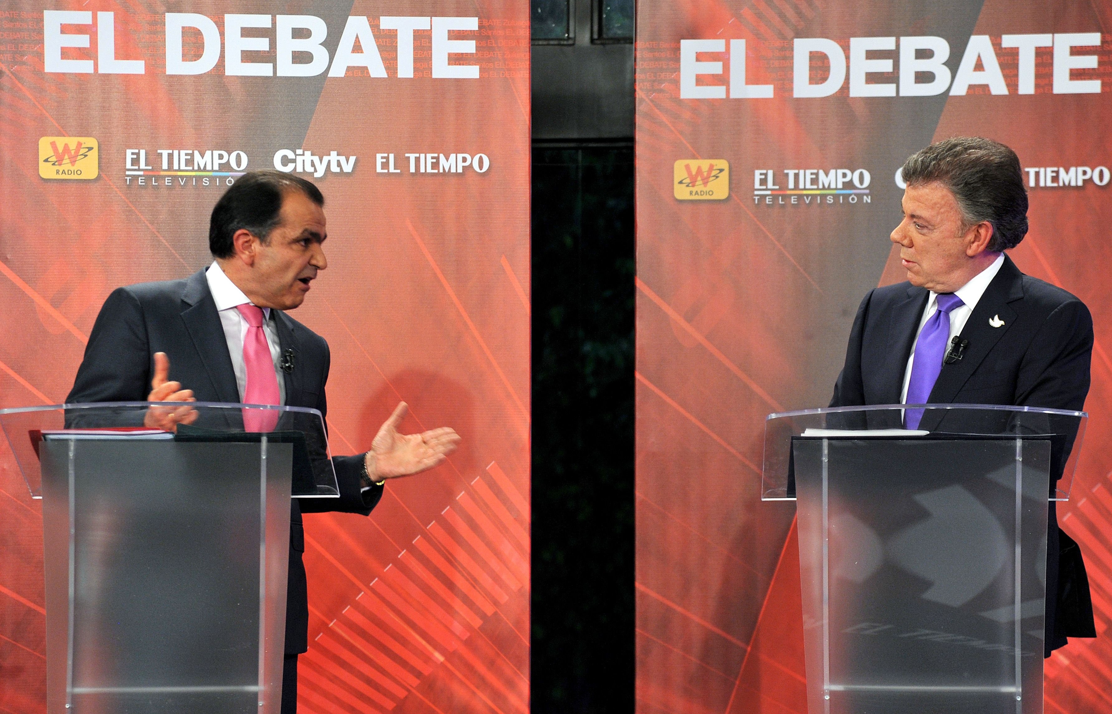 COLOMBIA-ELECTION-DEBATE-SANTOS-ZULUAGA