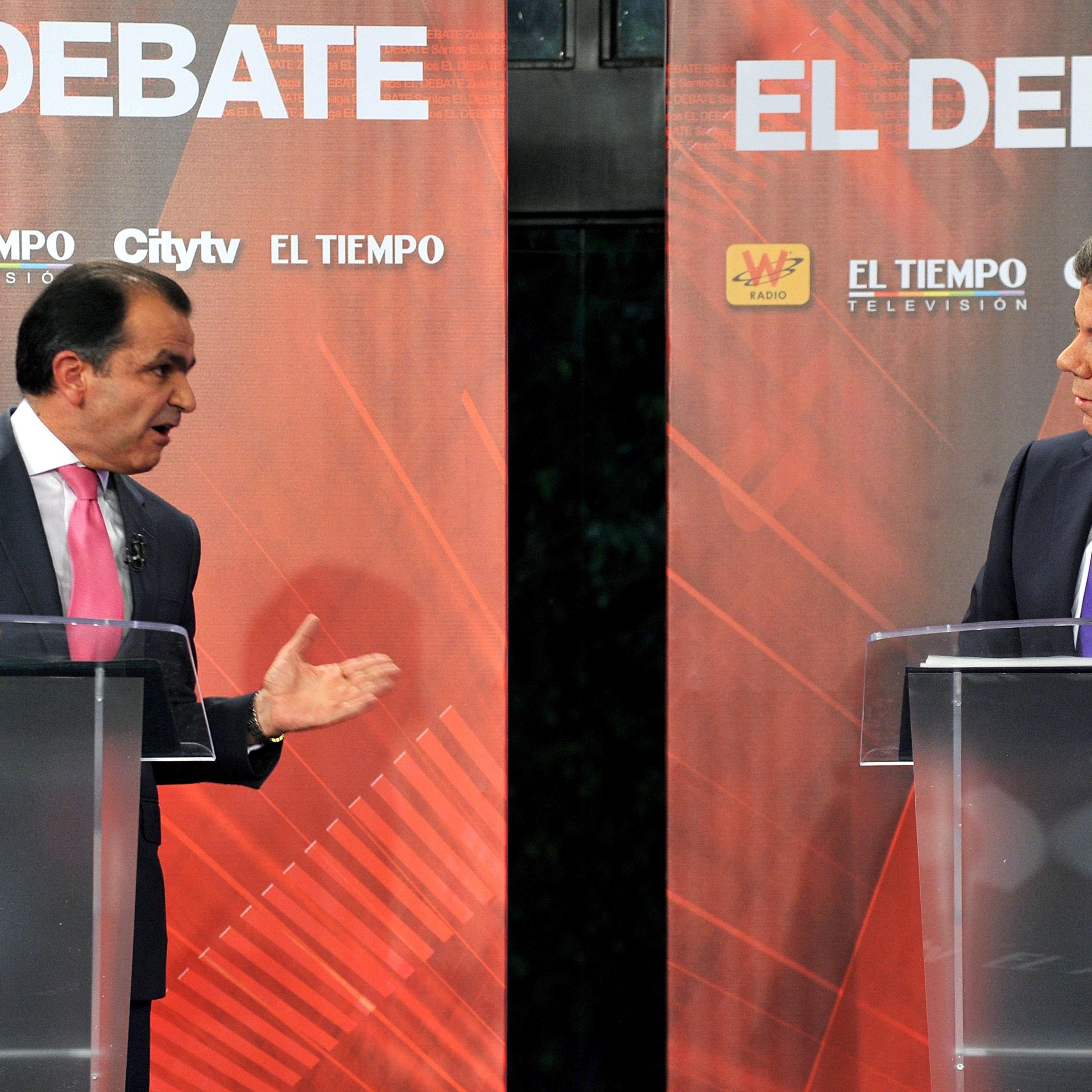 COLOMBIA-ELECTION-DEBATE-SANTOS-ZULUAGA