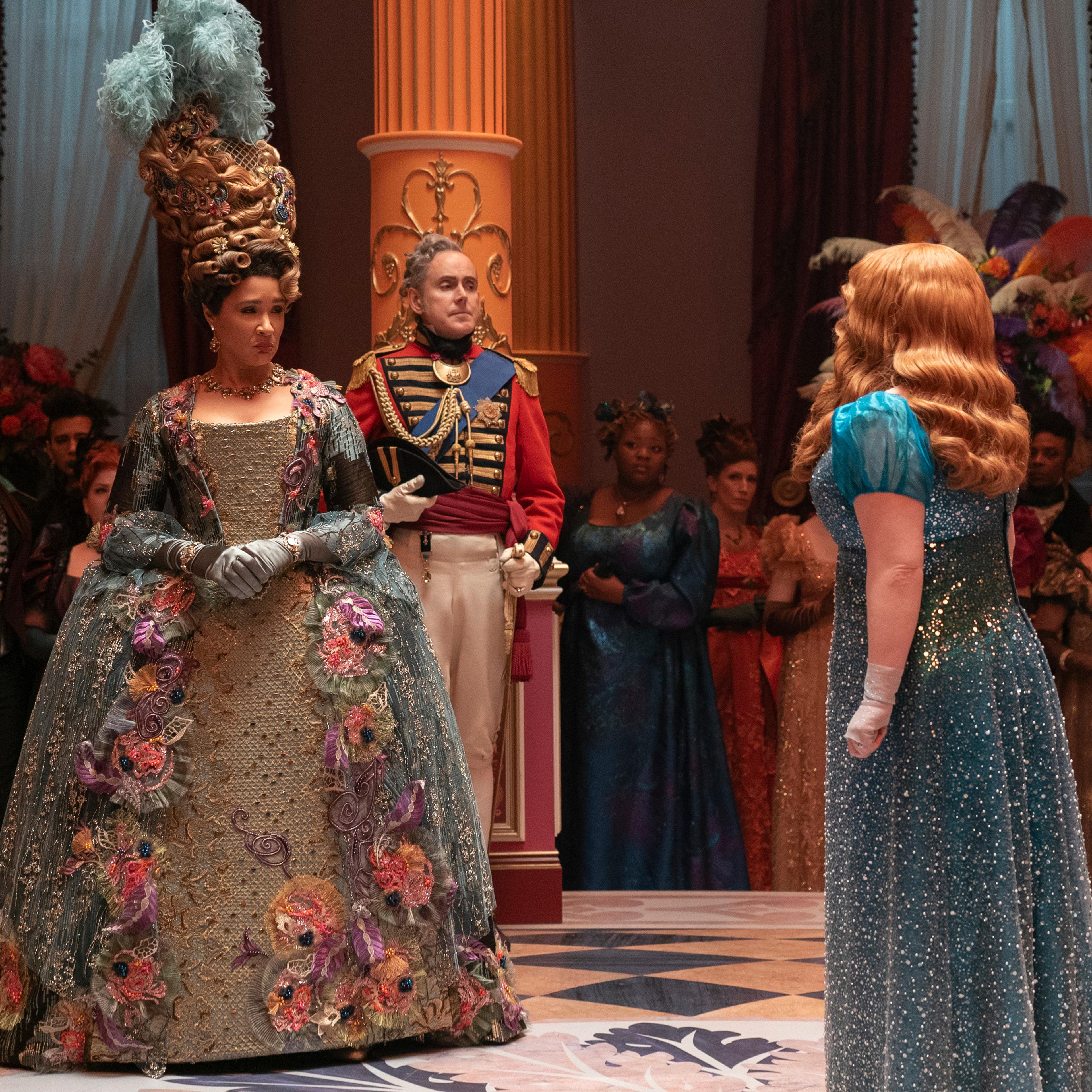 Bridgerton. (L to R) Golda Rosheuvel as Queen Charlotte, Nicola Coughlan as Penelope Featherington in episode 308 of Bridgerton. Cr. Liam Daniel/Netflix © 2024
