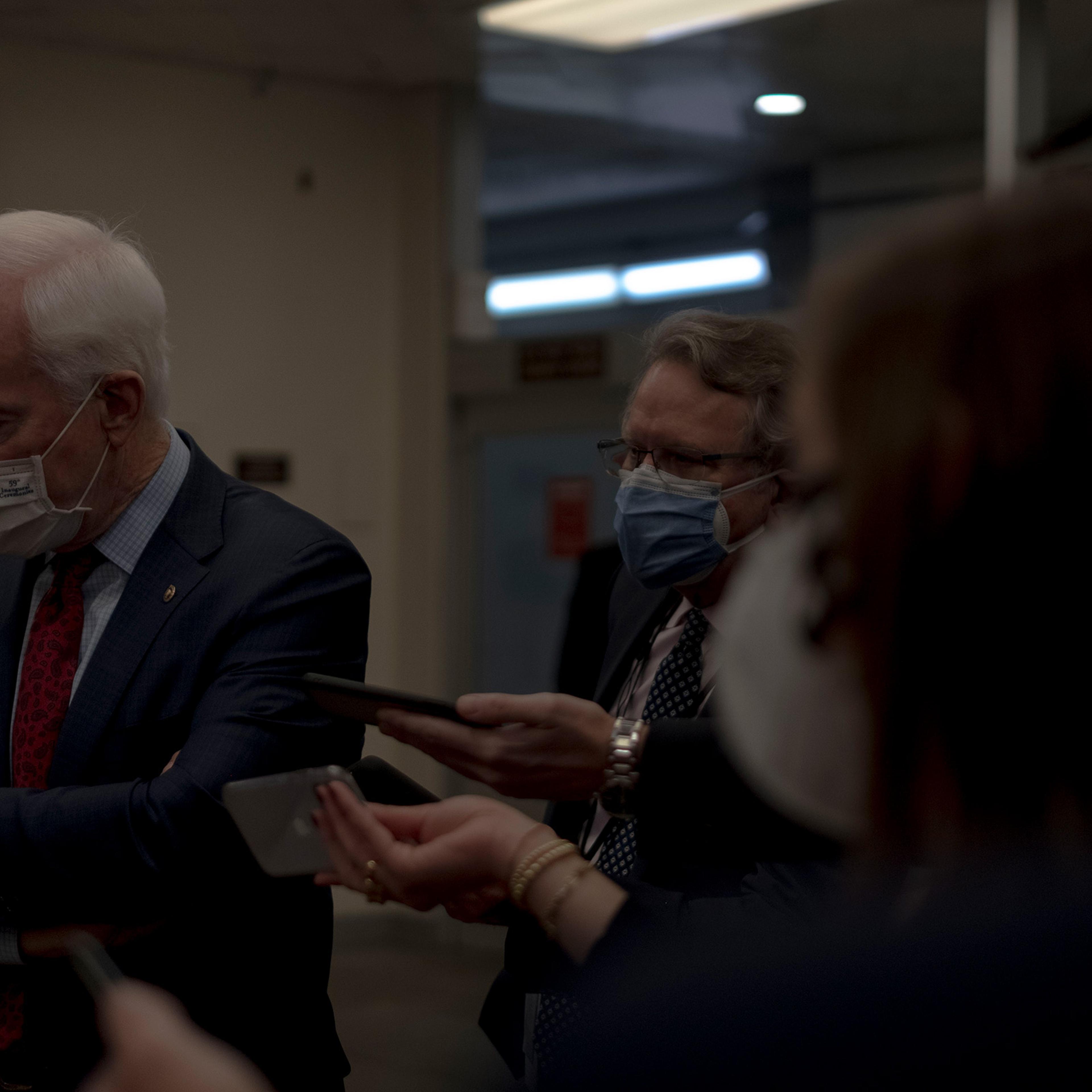 2/11/21, Washington, D.C. Sen. John Cornyn (R-Texas) speaks to reporters after the impeachment trial of former president Donald Trump at the Capitol in Washington, D.C. on Feb. 11, 2021. Gabriella Demczuk / TIME