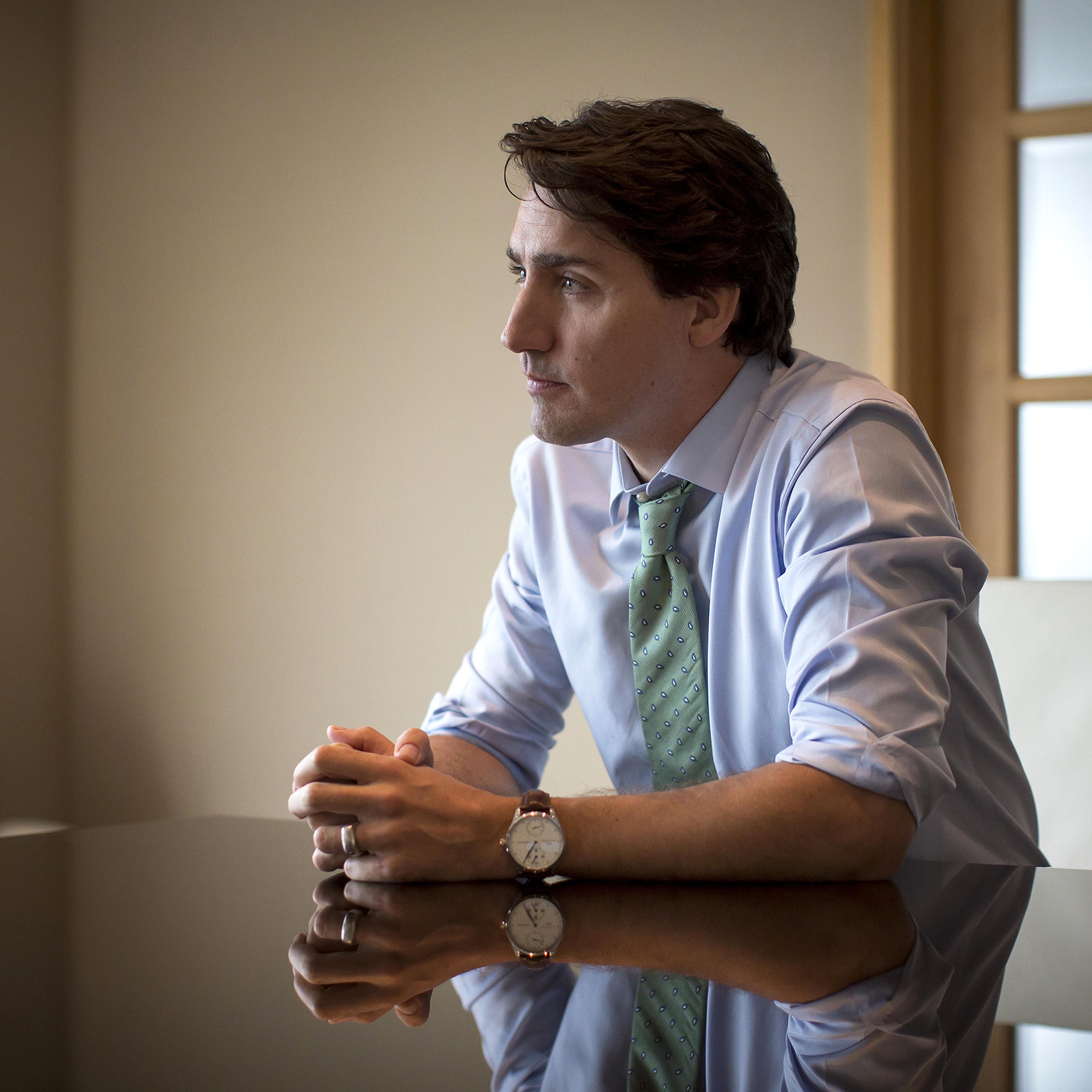 Justin Trudeau, Canada's prime minister, listens during an interview in Vancouver, British Columbia, Canada, on March 2, 2016.