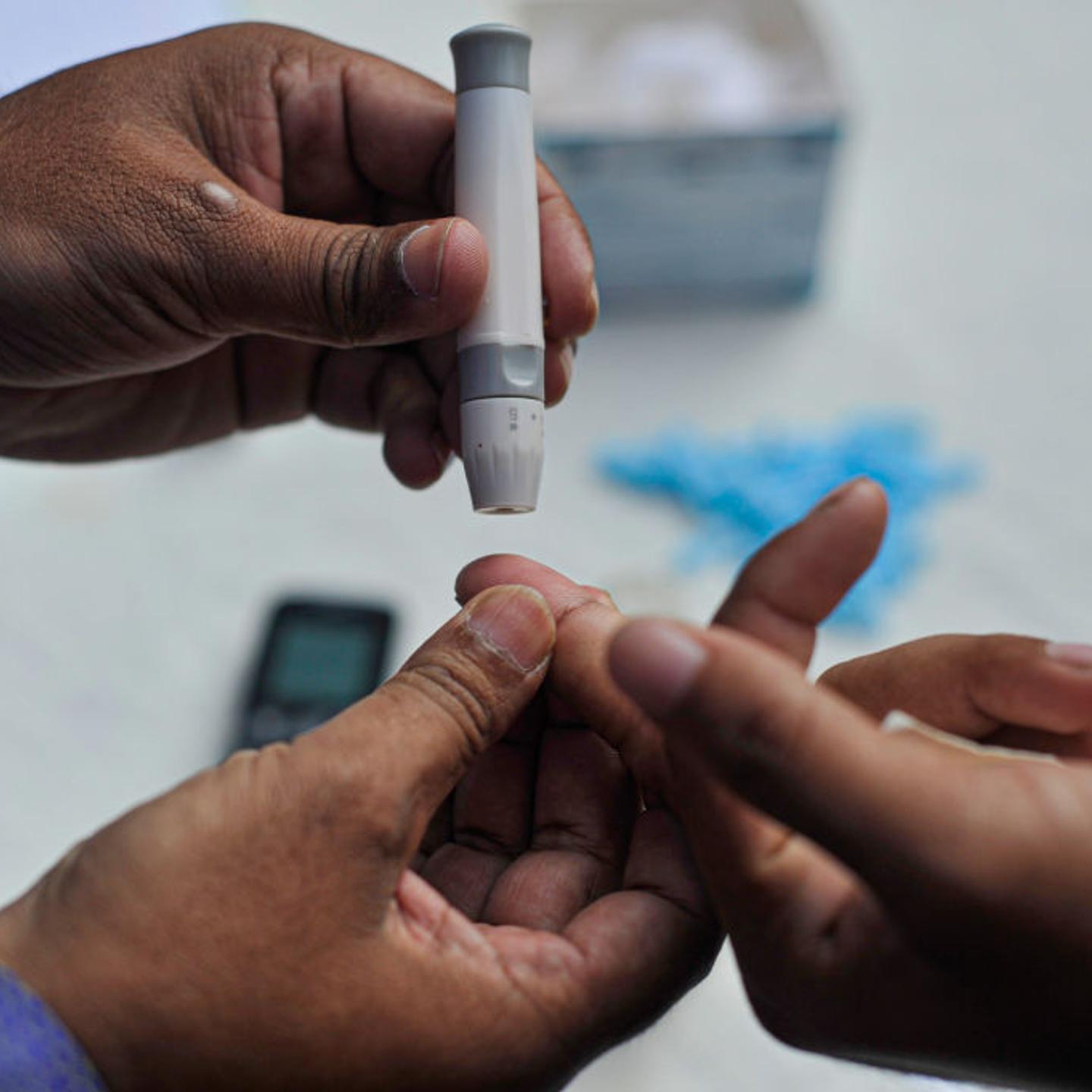 Free random blood sugar (RBS) checking campaign on the occasion of observing World Diabetes Day 2021 at the Sylhet Diabetic Hospital premises. Sylhet, Bangladesh.