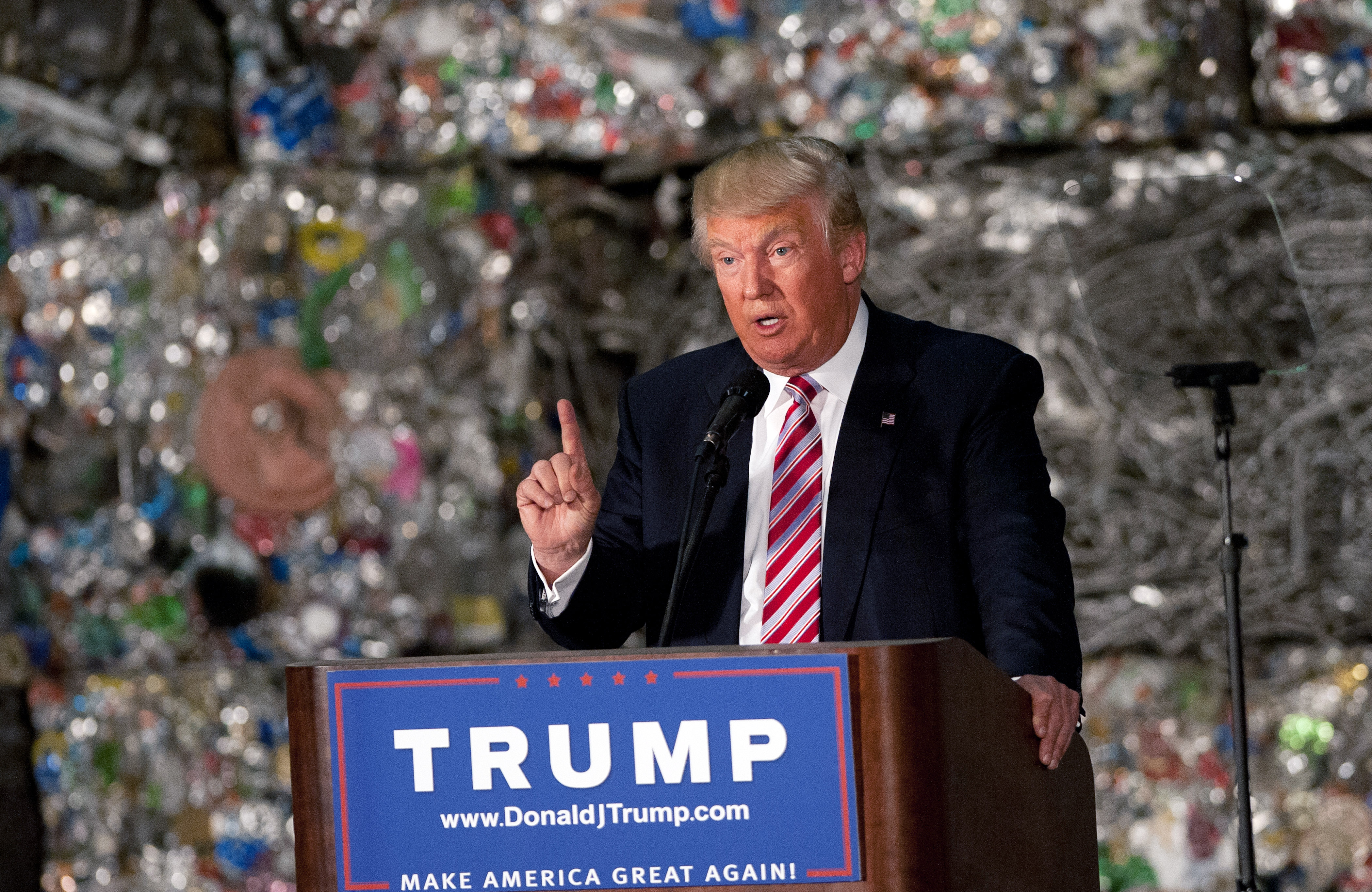 Presumptive Republican candidate for President Donald Trump speaks to guests during a policy speech during a campaign stop in Monessen, Penn., on June 28, 2016.