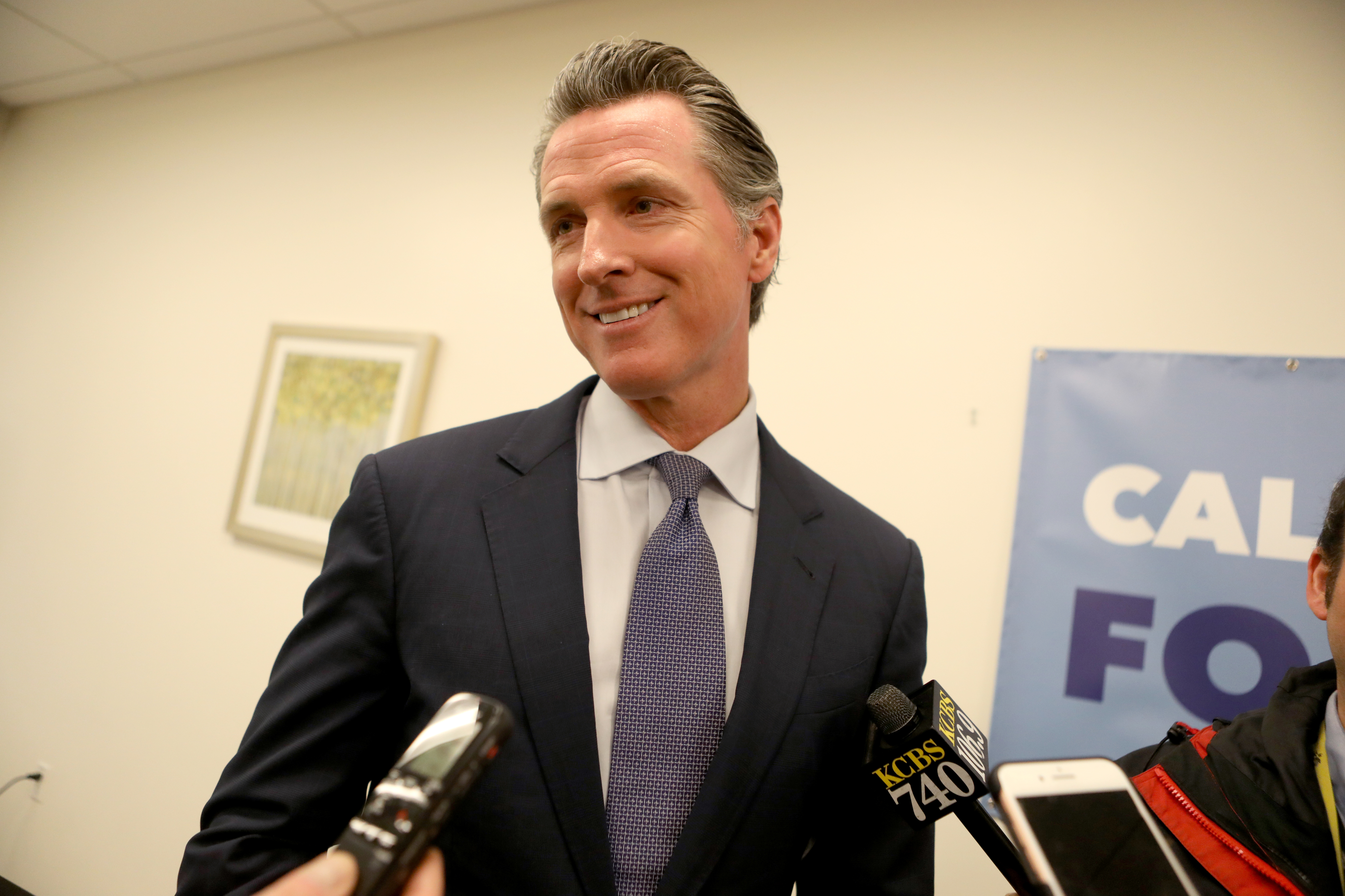 California Governor Gavin Newsom alongside San Jose Mayor Sam Liccardo host roundtable